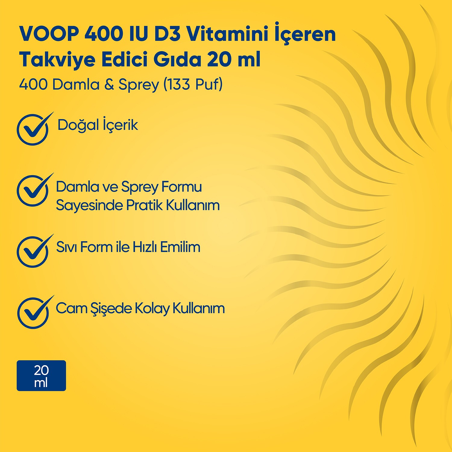 Vitamin D3 400 IU Sprey-Damla | Kemik Sağlığı Koruma - 20 ml