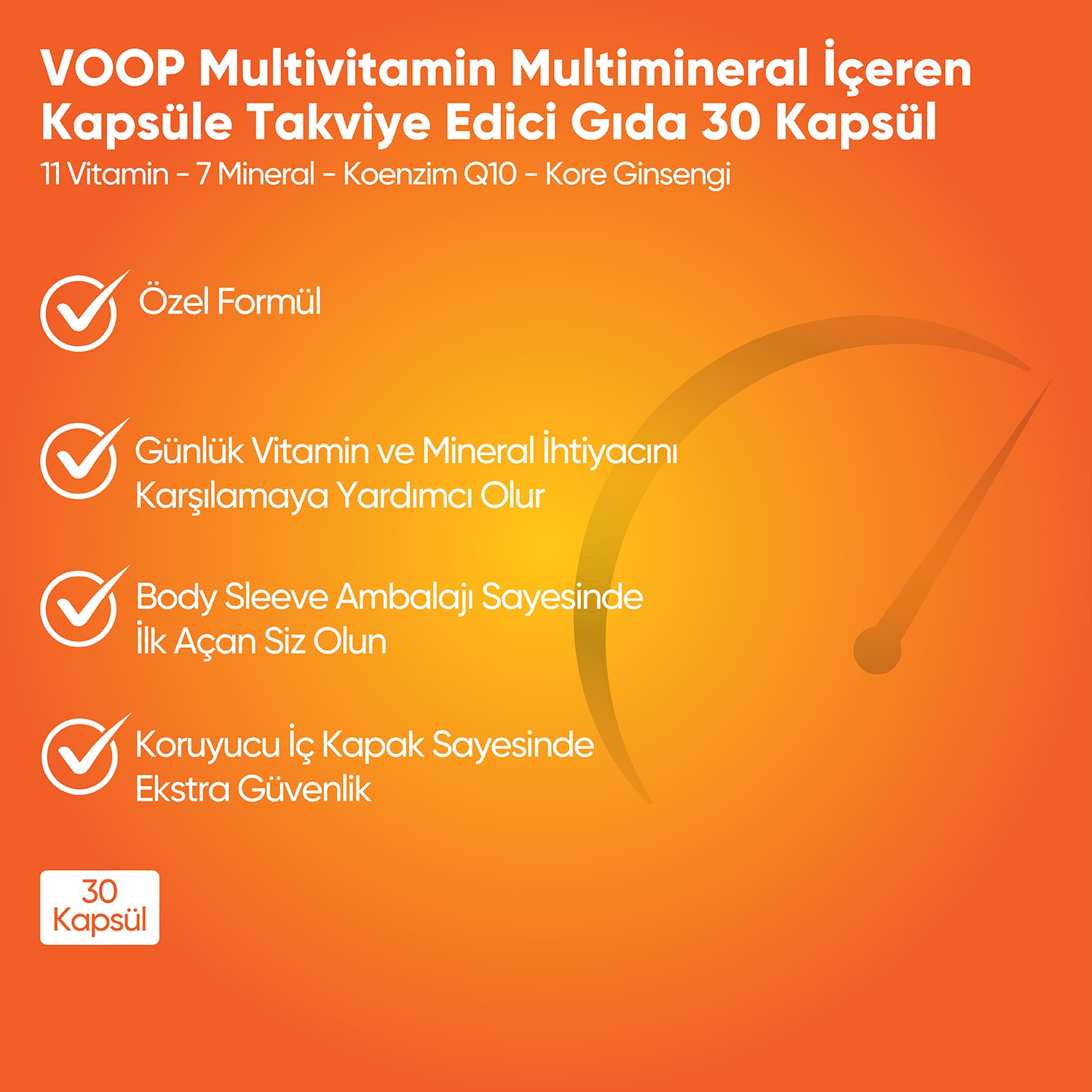 Multi Vitamin & Mineral ( 11 Vitamin & 9 Mineral ) | Sağlıklı Vücut İçin Takviye - 30 Kapsül