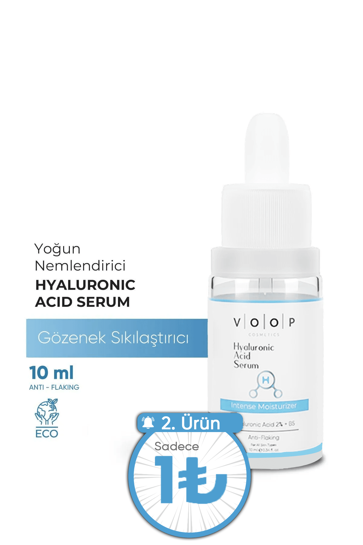 Derinlemesine Yoğun Yüz Nemlendirici Serum - 10 ml | %2 Hyaluronic Acid, B5 Hyaluronik Asit