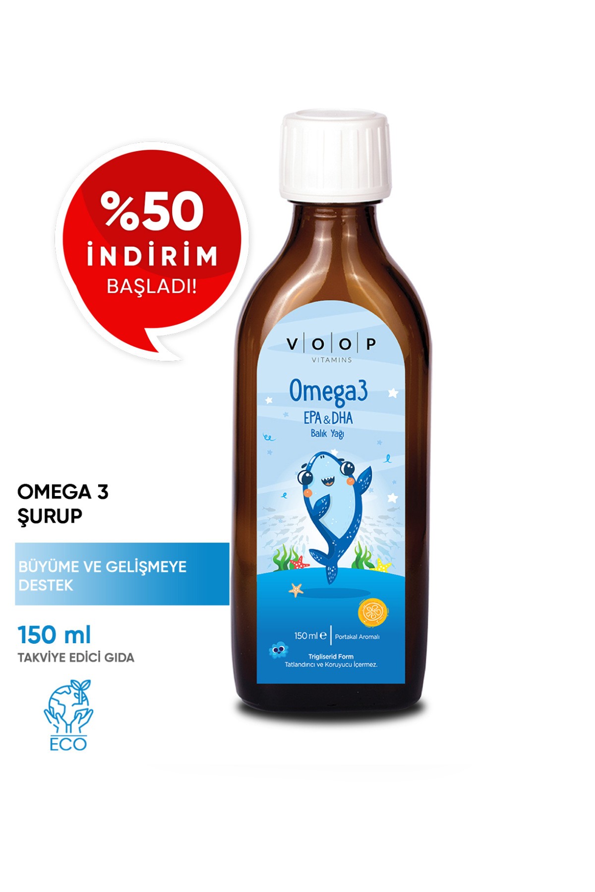 Omega 3 Kids Balık Yağı Şurup Portakal Aromalı 150 ml