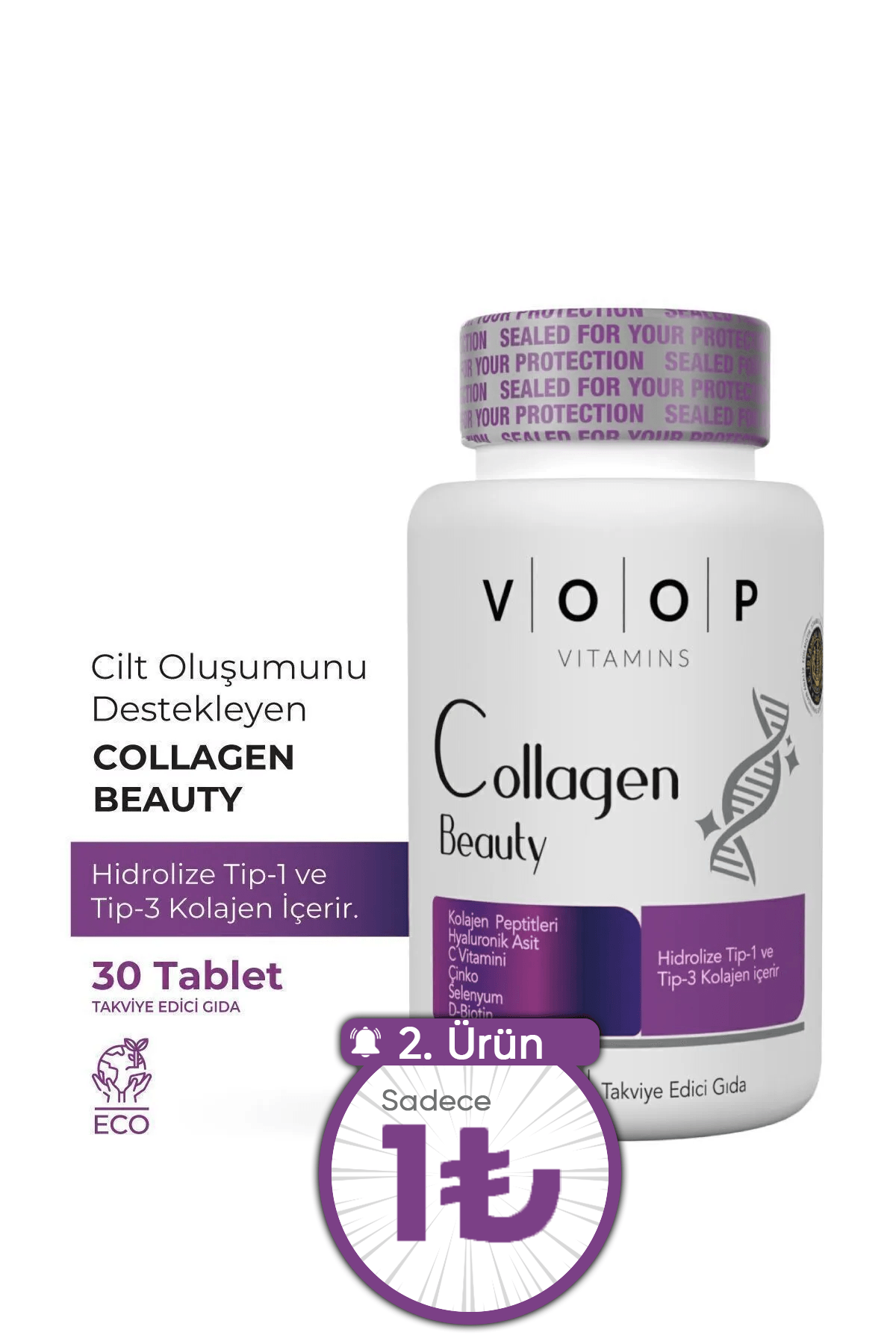 Collagen Beauty Tip 1 ve Tip 3 | Saç, Cilt ve Tırnak Desteği - 30 Tablet