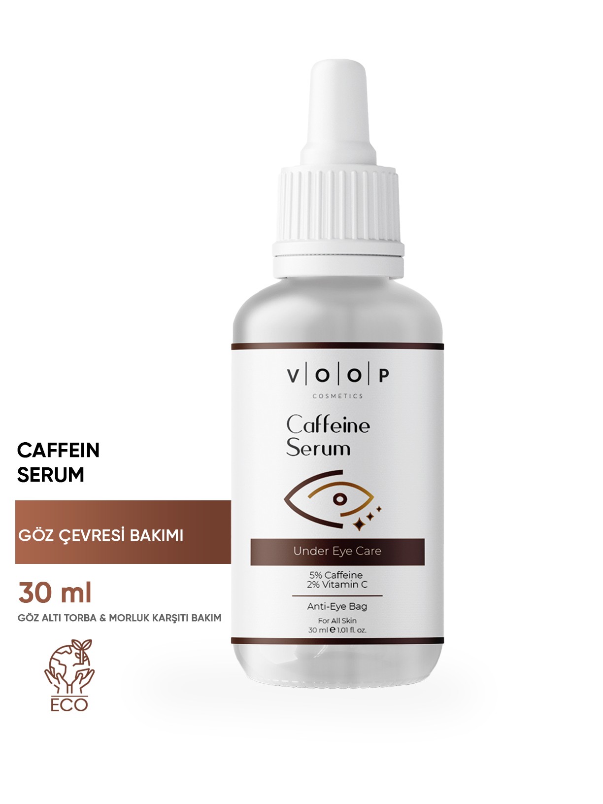 Kafein Serum 30 ml | Göz Altı Morlukları & Torbalanma Karşıtı | %5 Caffeine, %2 Vitamin C