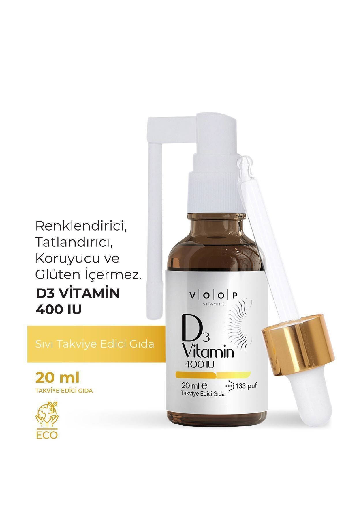 Vitamin D3 400 IU Sprey-Damla | Kemik & Bağışıklık Desteği - 20 ml