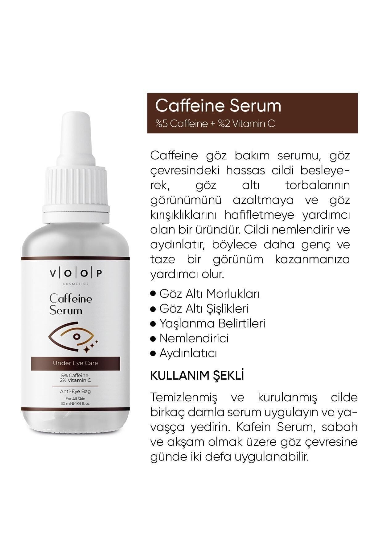 Göz Çevresi Bakımı Kafein Serum Göz Altı Morlukları Torbalanma Karşıtı 30 ml 5%caffeine 2%vitamin C