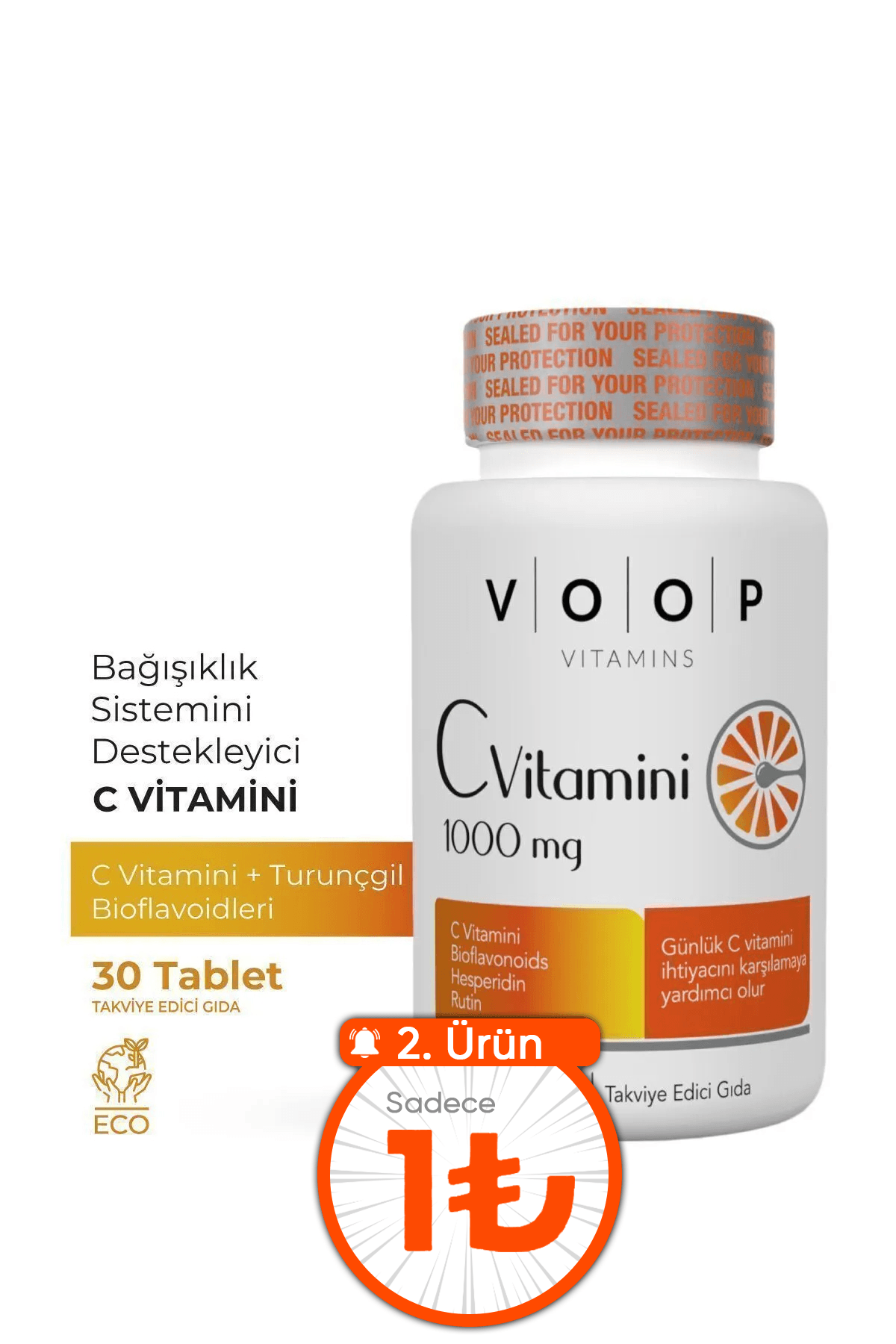 C Vitamini 1000 Mg | Bağışıklık Sistemi Destekleyici  - 30 Tablet