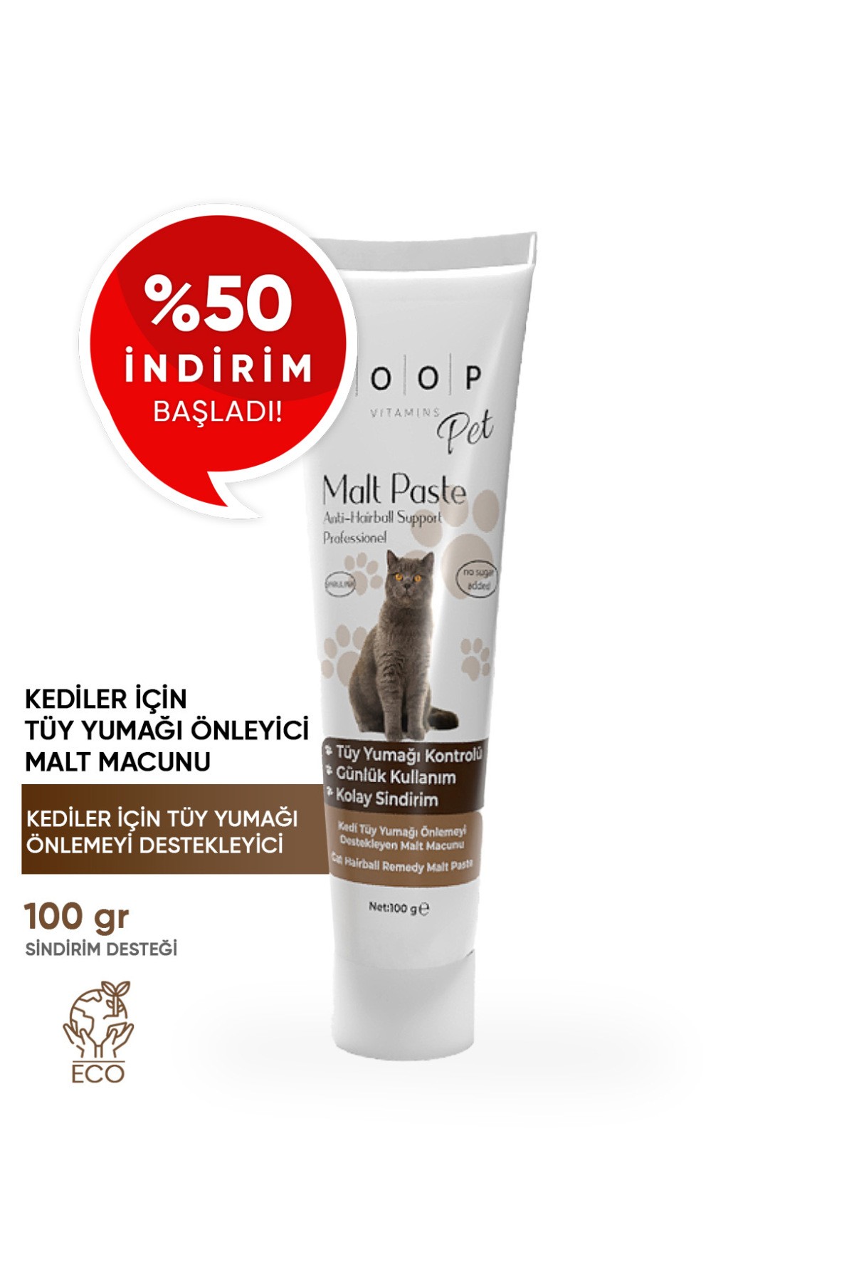 Pet Malt Paste Kedi Tüy Yumağı Önleyici Macun 100 gr | Anti Hairball Support