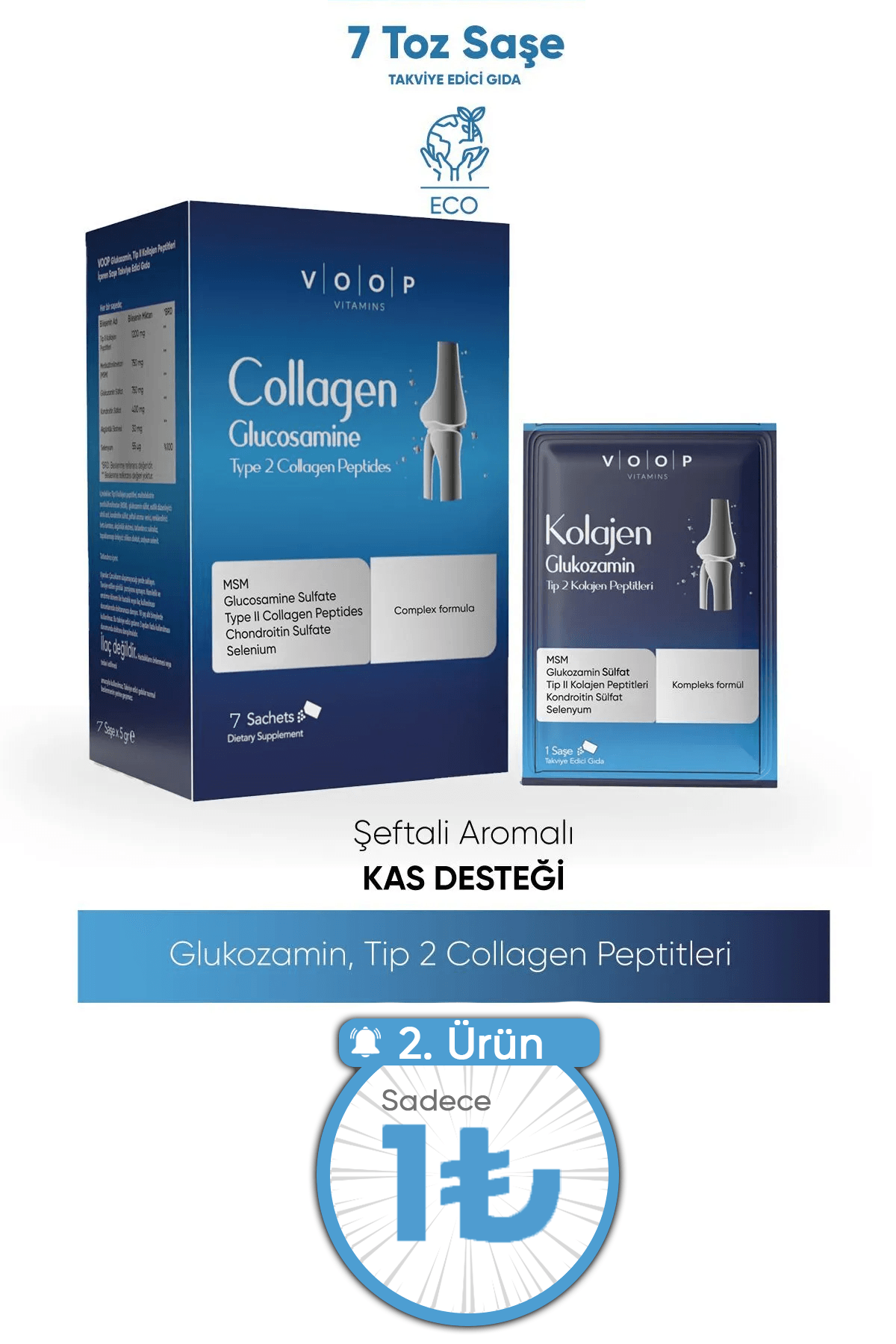 Kompleks Formülü Tip 2 Collagen Glukozamin - 7 Toz Saşe