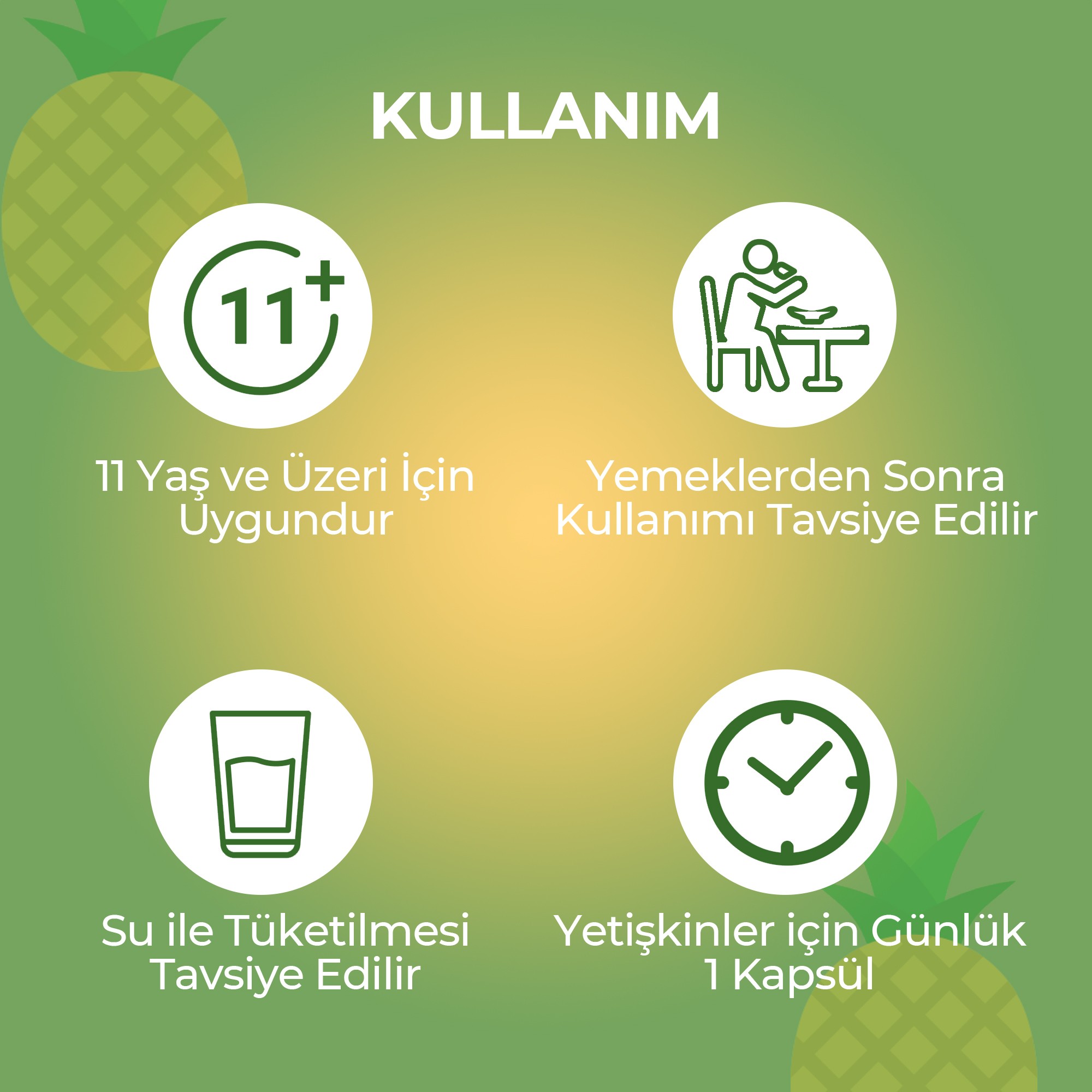 Bromelain Ananas Ekstraktı  - 500 mg | Sindirim Desteği -  30 Bitkisel Kapsül