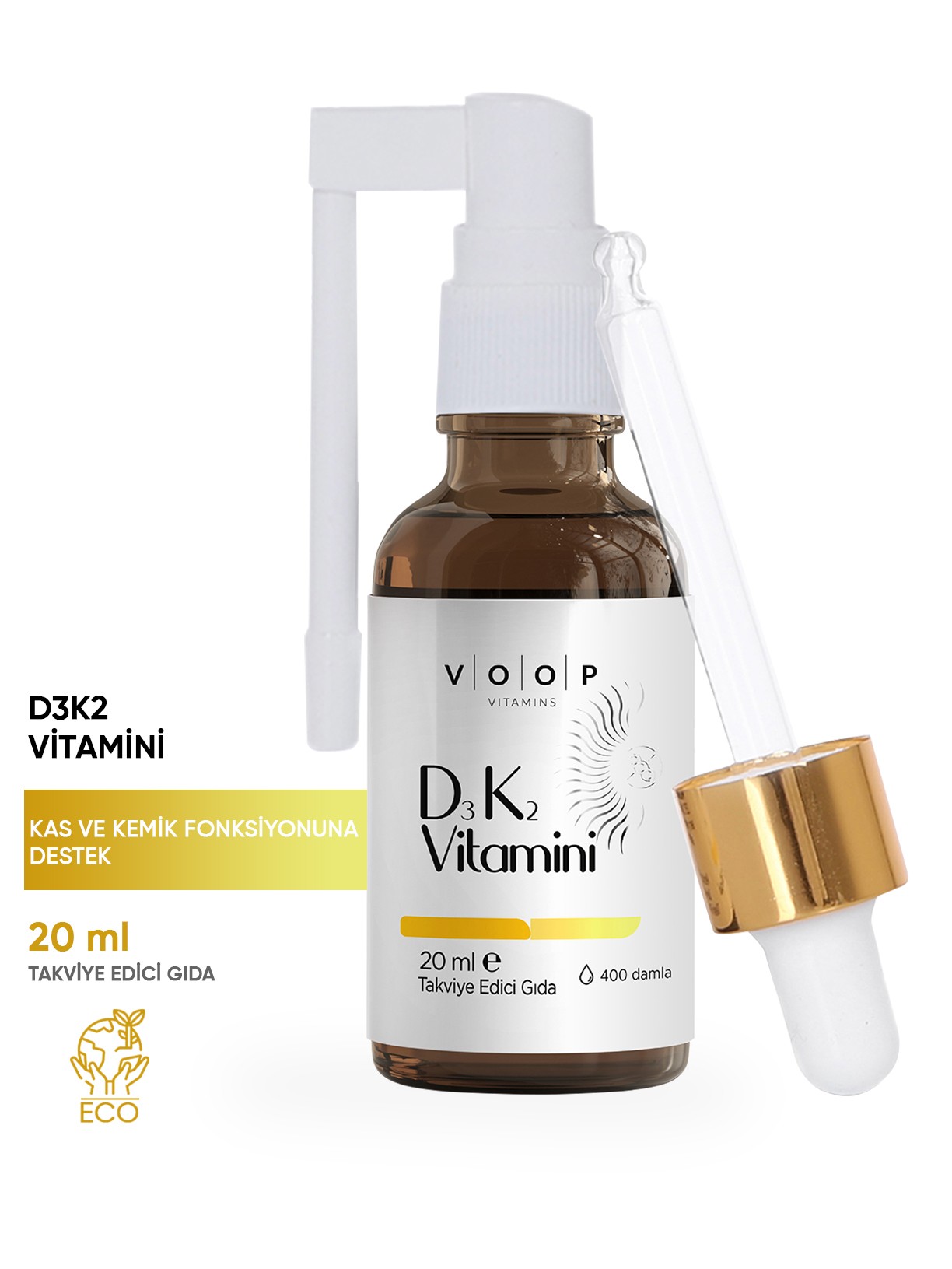 Vitamin D3K2 Sprey-Damla | Kemik & Bağışıklık Desteği - 20 ml