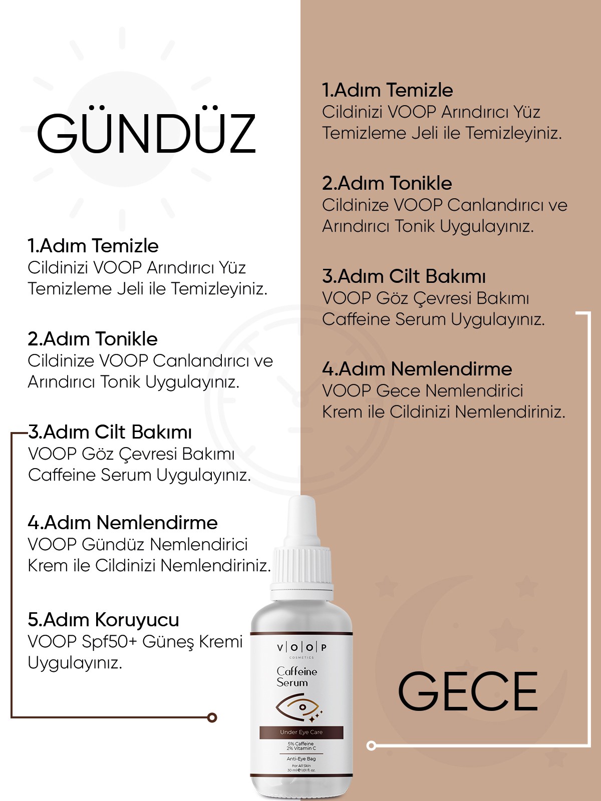 Göz Çevresi Bakımı Kafein Serum Göz Altı Morlukları Torbalanma Karşıtı 30 ml 5%caffeine 2%vitamin C