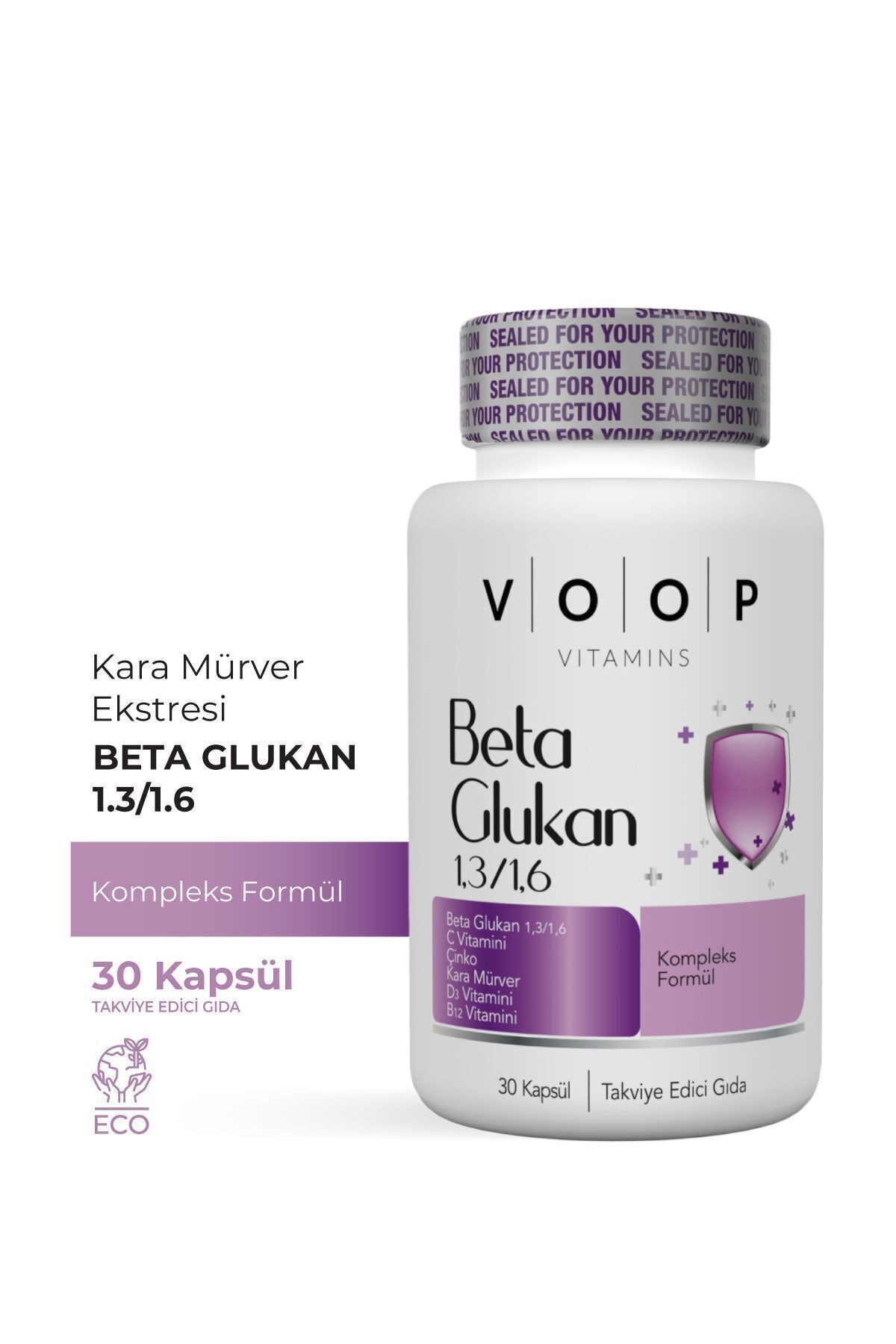 Beta Glukan Kara Mürver, C Vitamini, Çinko | Bağışıklık Sistemi Güçlendirici - 30 Kapsül