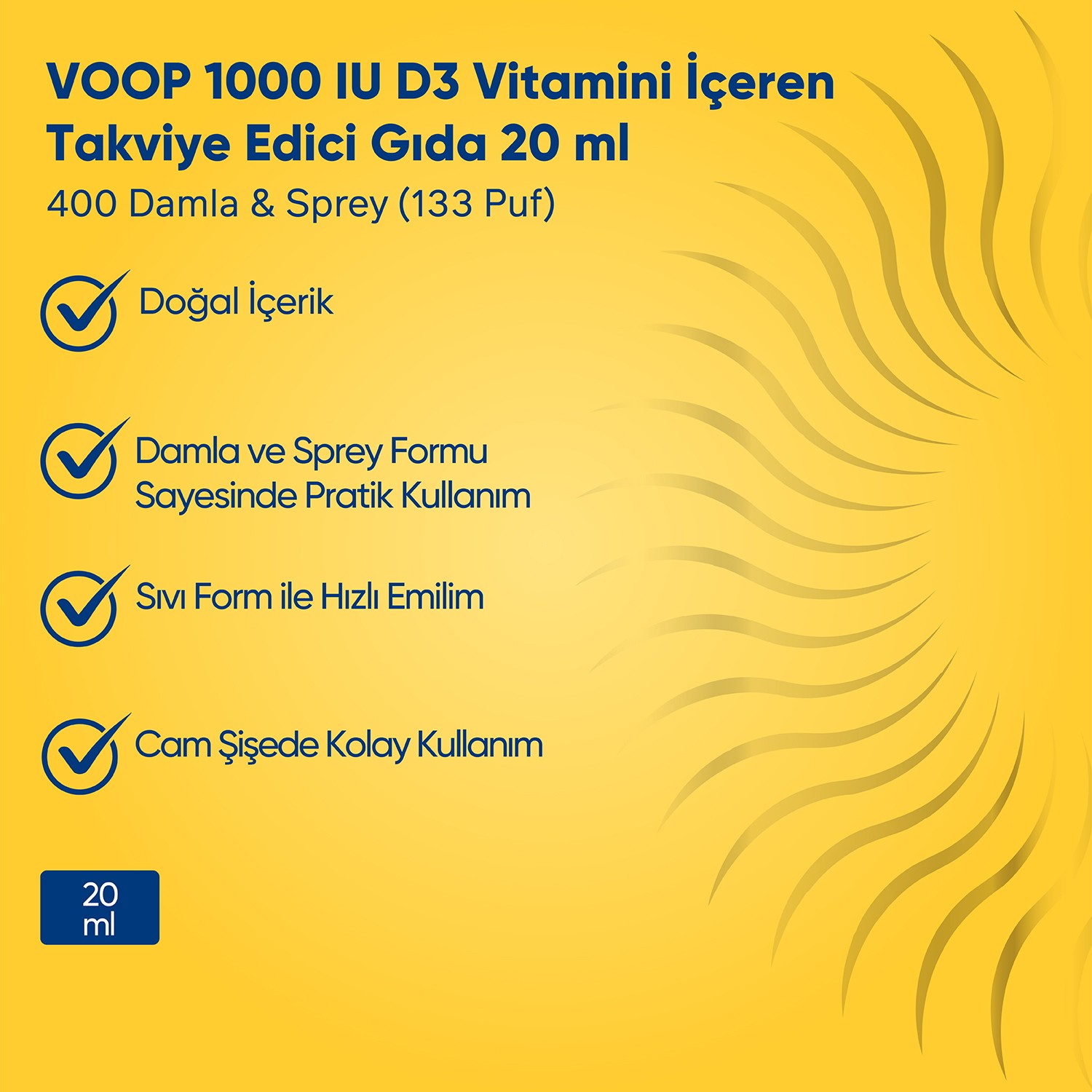 Vitamin D3 1000 IU Sprey-Damla | Kemik Sağlığı Koruma - 20 ml