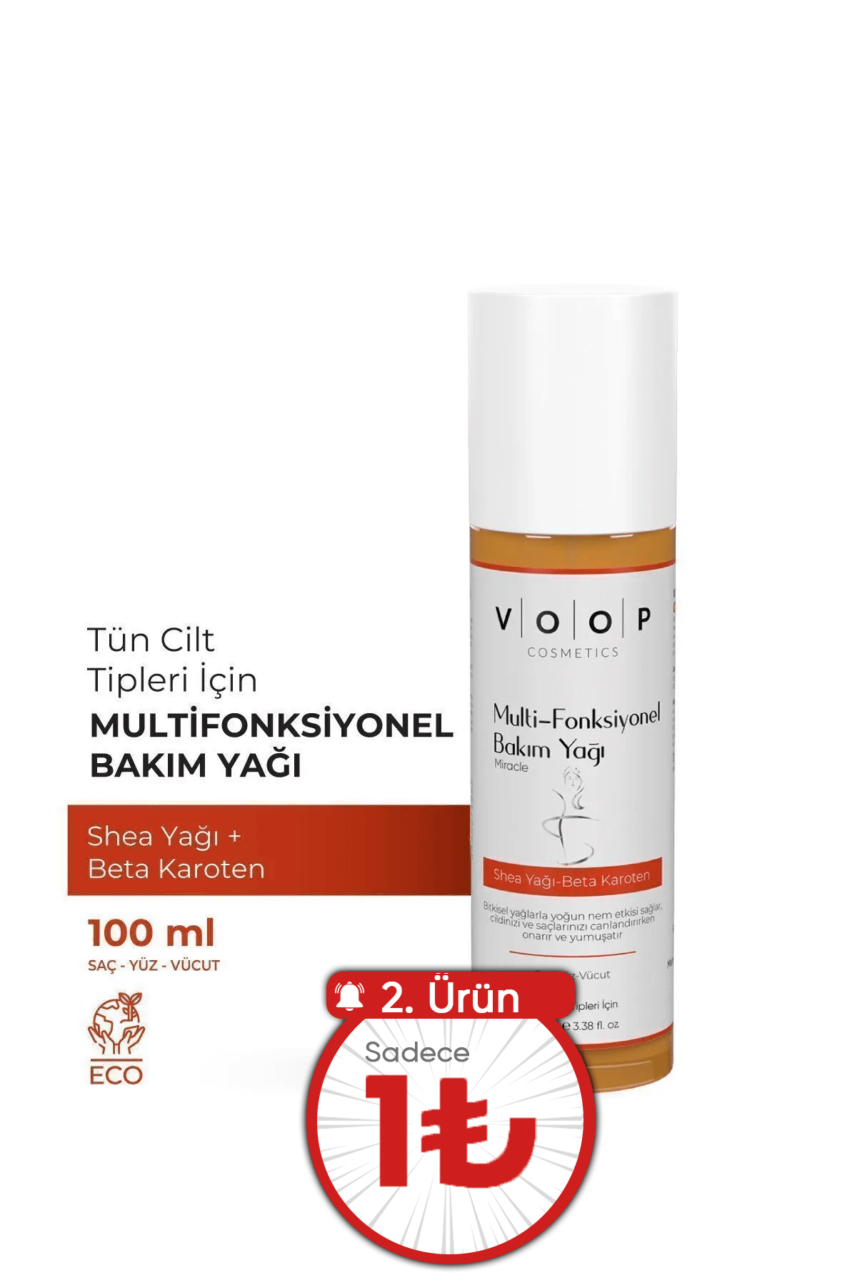 Multi Fonksiyonel Bakım Yağı ( Saç - Yüz - Vücut ) Shea Yağ - Beta Karoten | 100 ml