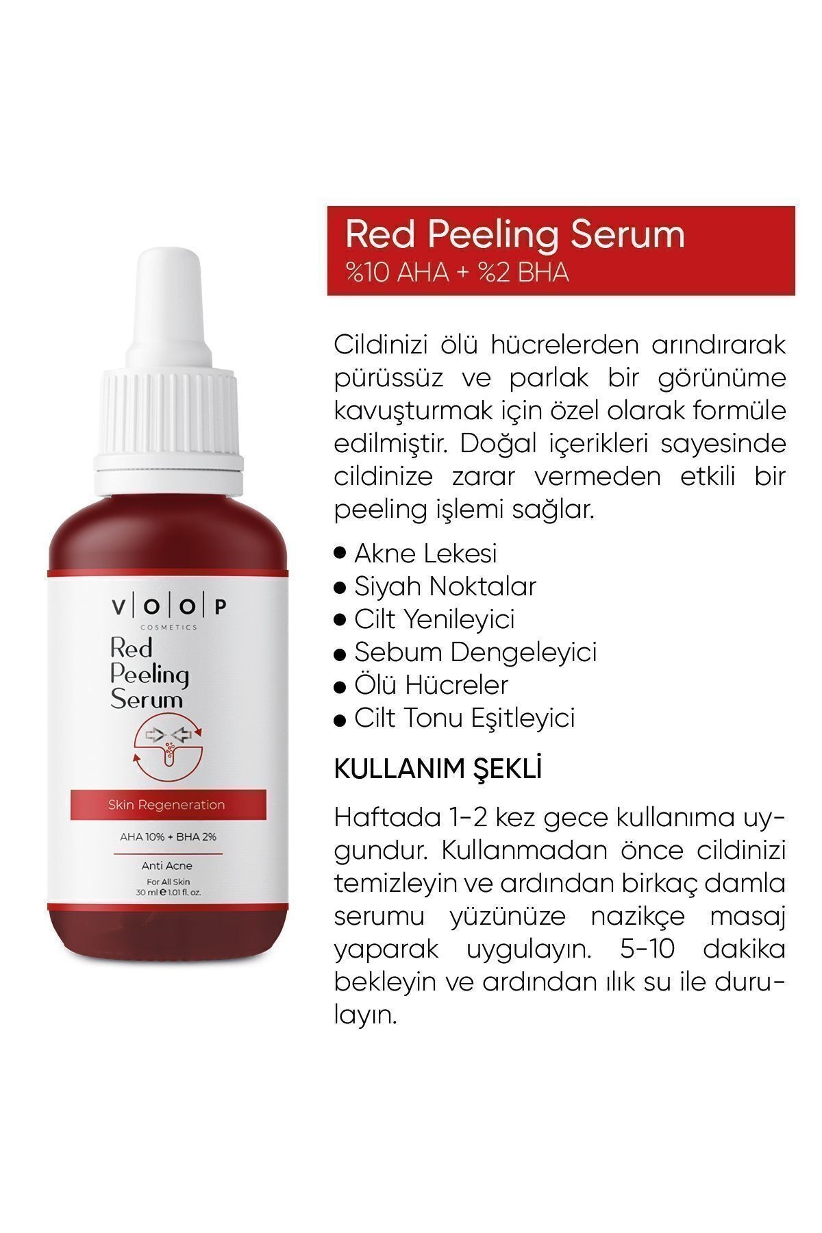 Cilt Yenileyici  Kırmızı Peeling Serum | Leke & Akne Karşıtı - 30 ml