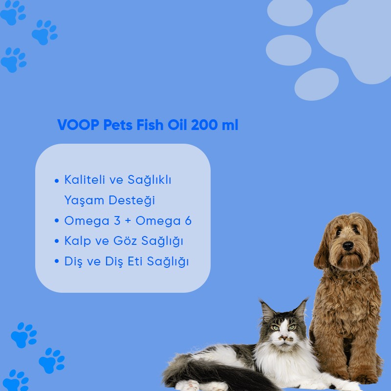 Pet Fish Oil - Kedi & Köpek Tüy Dökülme Karşıtı & Kalp Sağlığı Destekleyici Balık Yağı