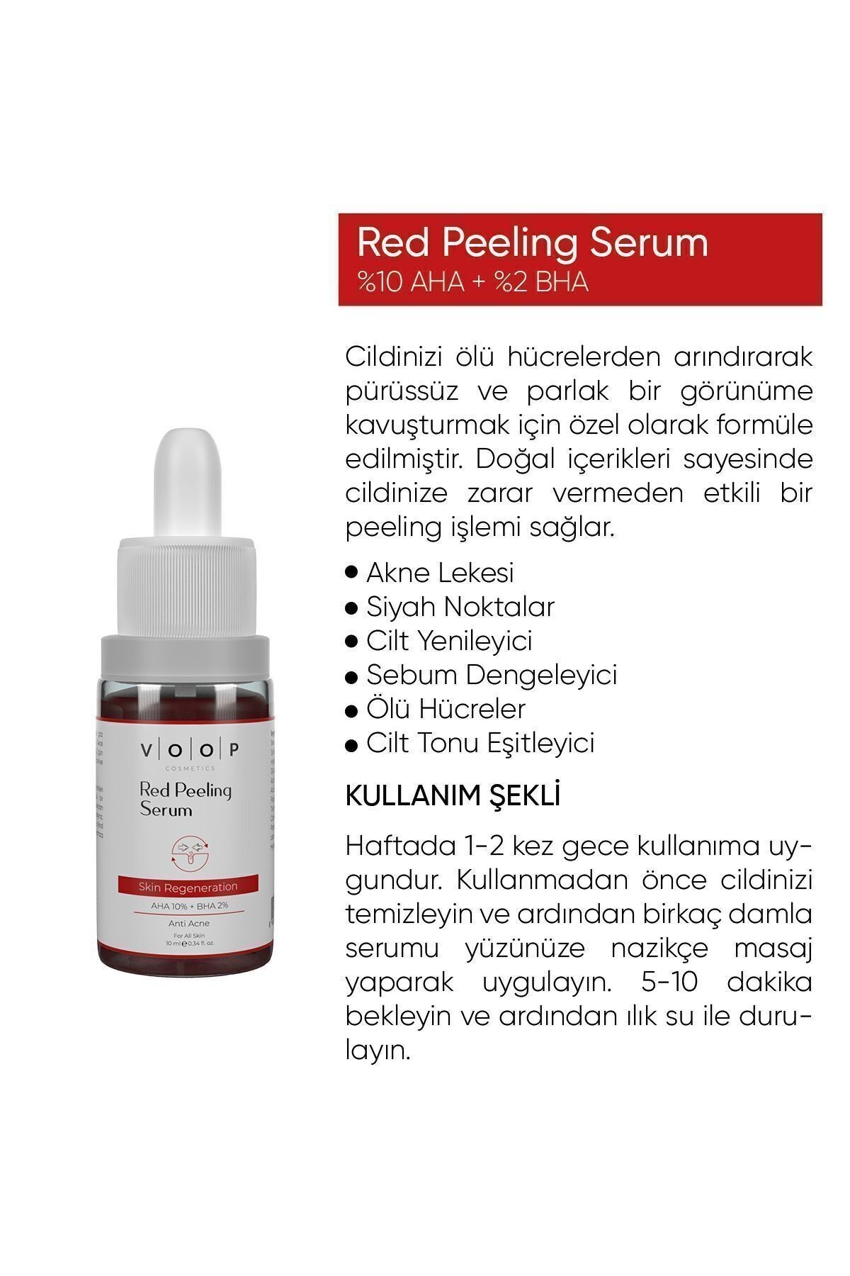 Cilt Yenileyici  Kırmızı Peeling Serum | Leke & Akne Karşıtı - 10 ml