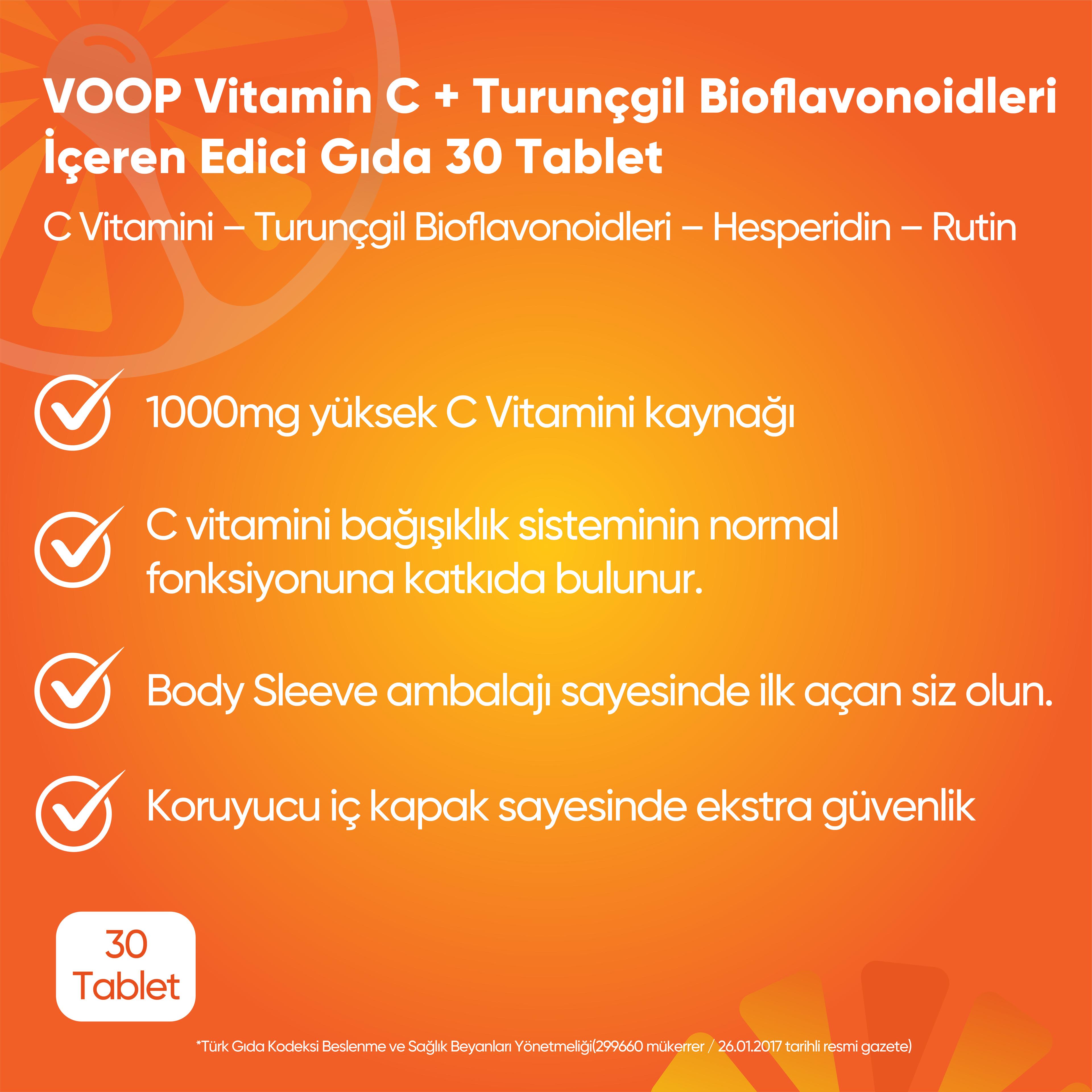 C Vitamini 1000 Mg | Bağışıklık Sistemi Destekleyici  - 30 Tablet