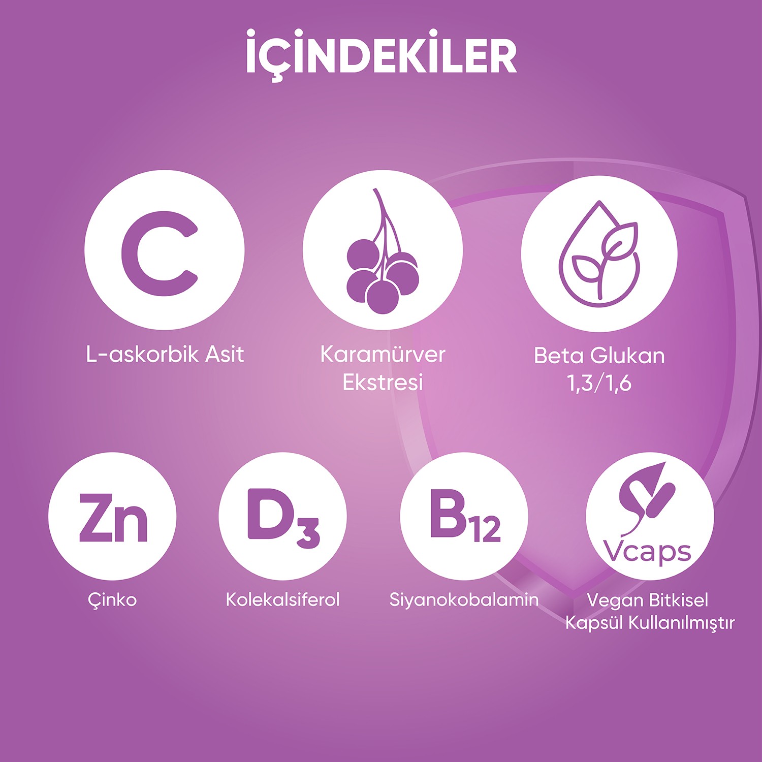 Beta Glukan Kara Mürver, C Vitamini, Çinko | Bağışıklık Sistemi Güçlendirici - 30 Kapsül