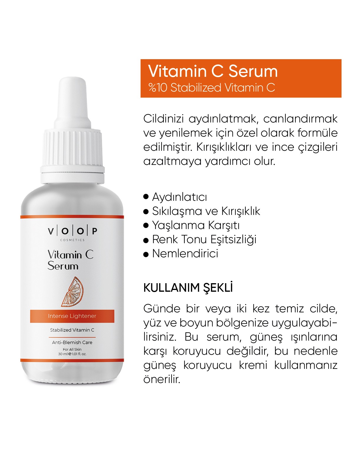 Koyu Leke Karşıtı & Yoğun Aydınlatıcı Vitamin C Serum | Özel Förmül - 30 ml