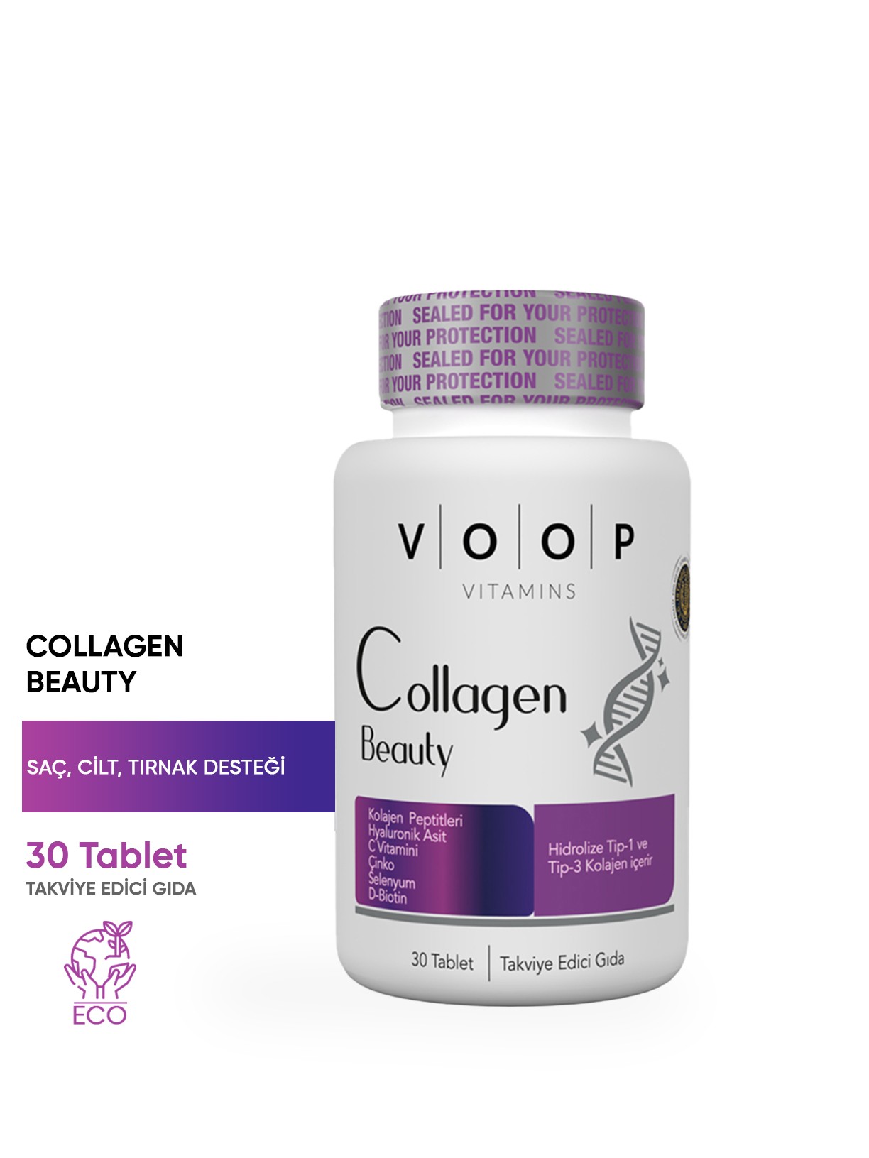 Collagen Beauty Tip 1 ve Tip 3 Kolajen 30 Tablet | Saç, Cilt ve Tırnak Desteği