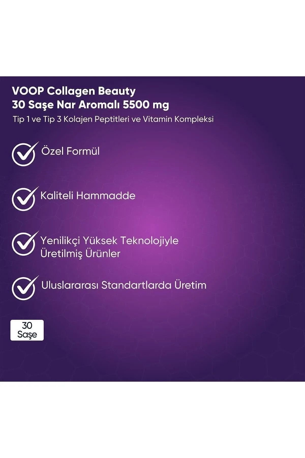 Collagen Beauty Yüksek Biyoaktif Hidrolize Tip 1&3 Kolajen | %100 Saf ve Doğal Nar Aromalı Toz Saşe - 10 Adet