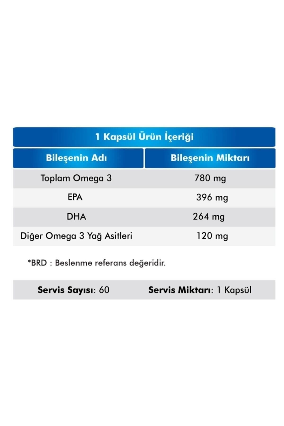 Omega 3 Balık Yağı Yüksek EPA & DHA | Beyin Desteği - 1200 mg 60 Kapsül