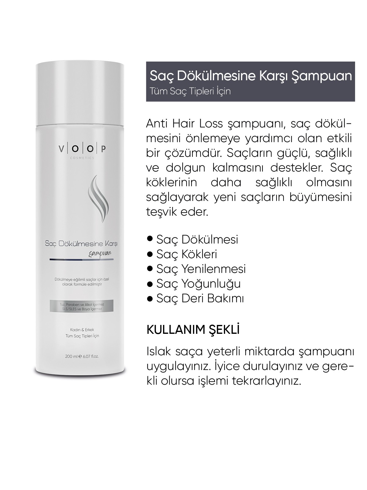 Saç Dökülmesine Karşı Bakım Şampuanı - 200 ml | Anti Hair Loss Formülü