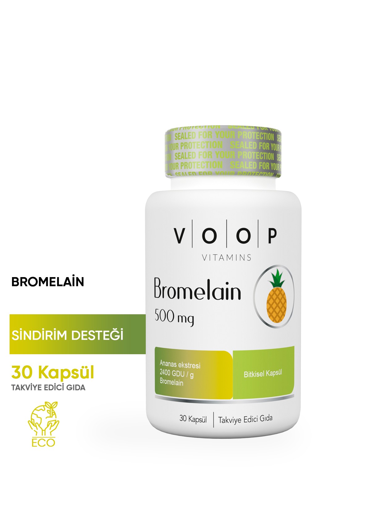 Bromelain 500 mg Vegan 30 Kapsül