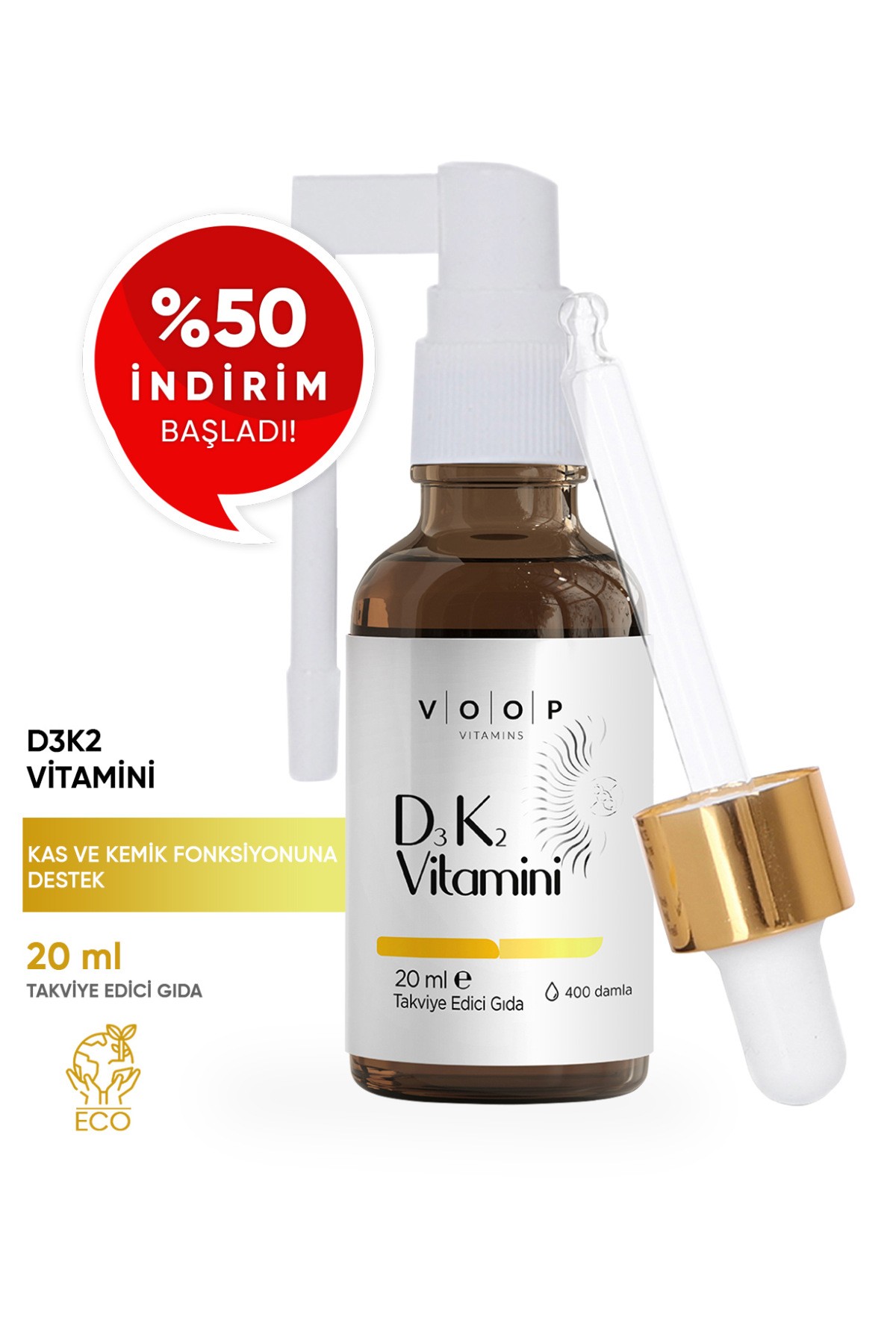 Vitamin D3K2 Sprey-Damla | Kemik & Bağışıklık Desteği - 20 ml