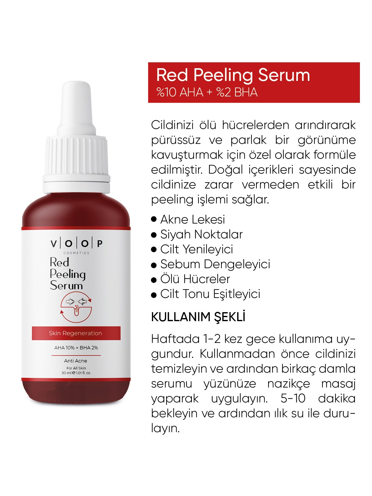 Cilt Yenileyici  Kırmızı Peeling Serum | Leke & Akne Karşıtı - 30 ml