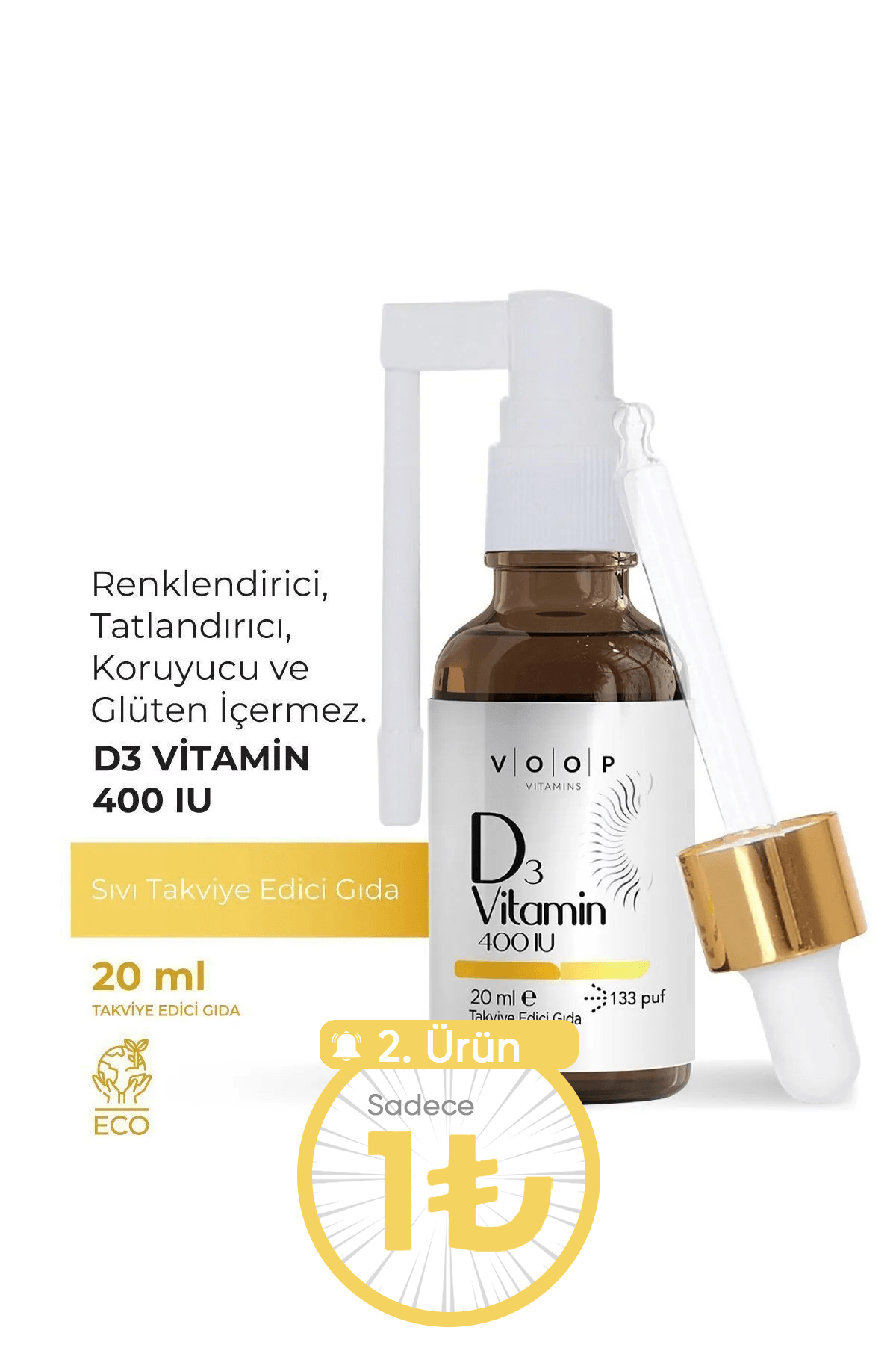 Vitamin D3 400 IU Sprey-Damla | Kemik Sağlığı Koruma - 20 ml