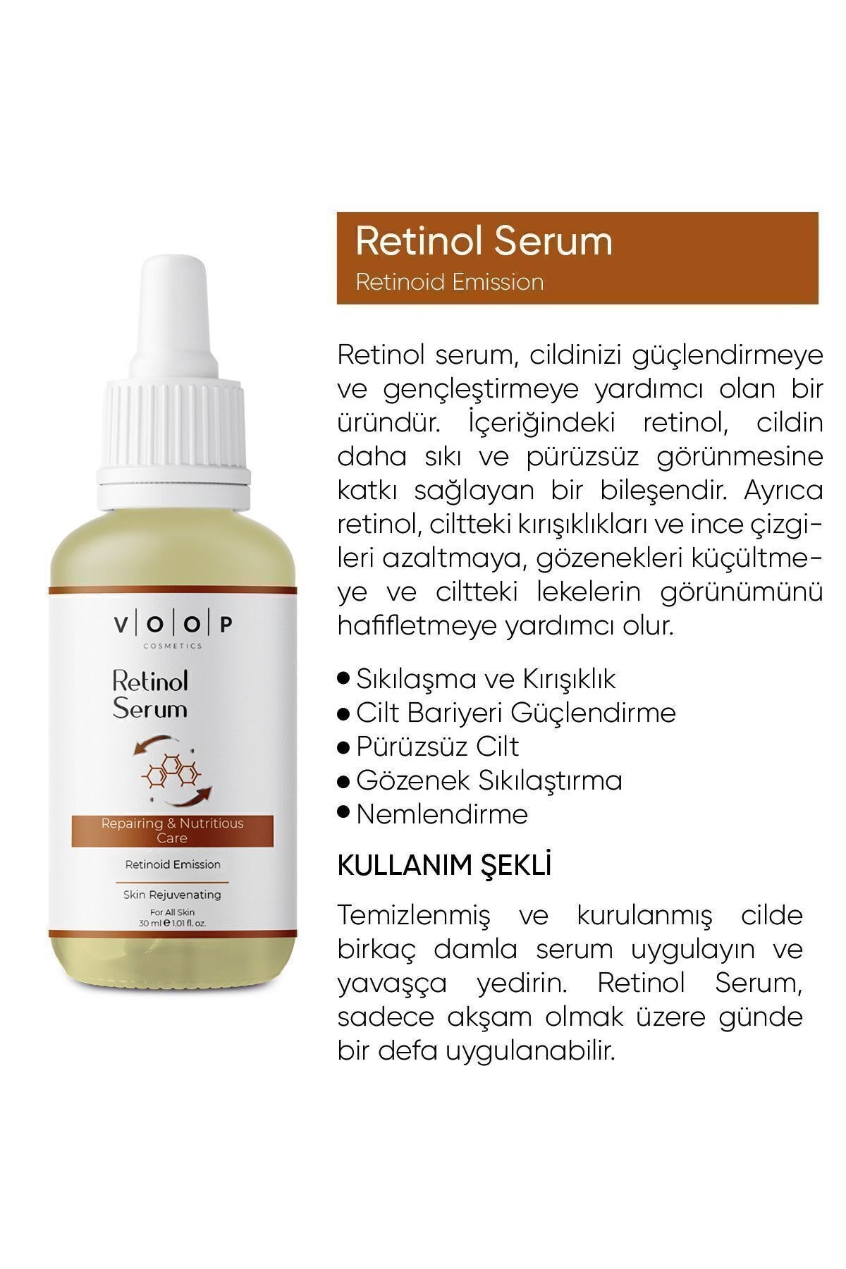 Cilt Onarıcı ve Yenileyici  & Besleyici Retinol Bakım Serum - 30 ml