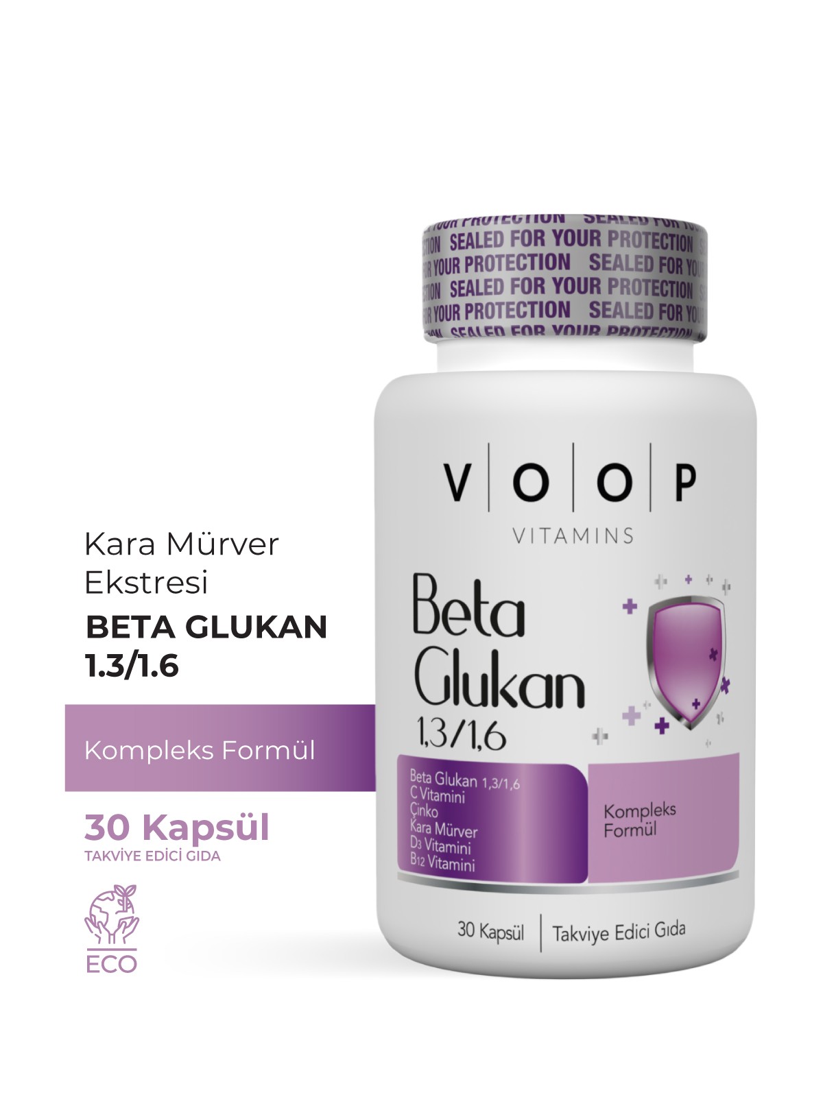 Beta Glukan Kara Mürver, C Vitamini, Çinko | Bağışıklık Sistemi Güçlendirici - 30 Kapsül