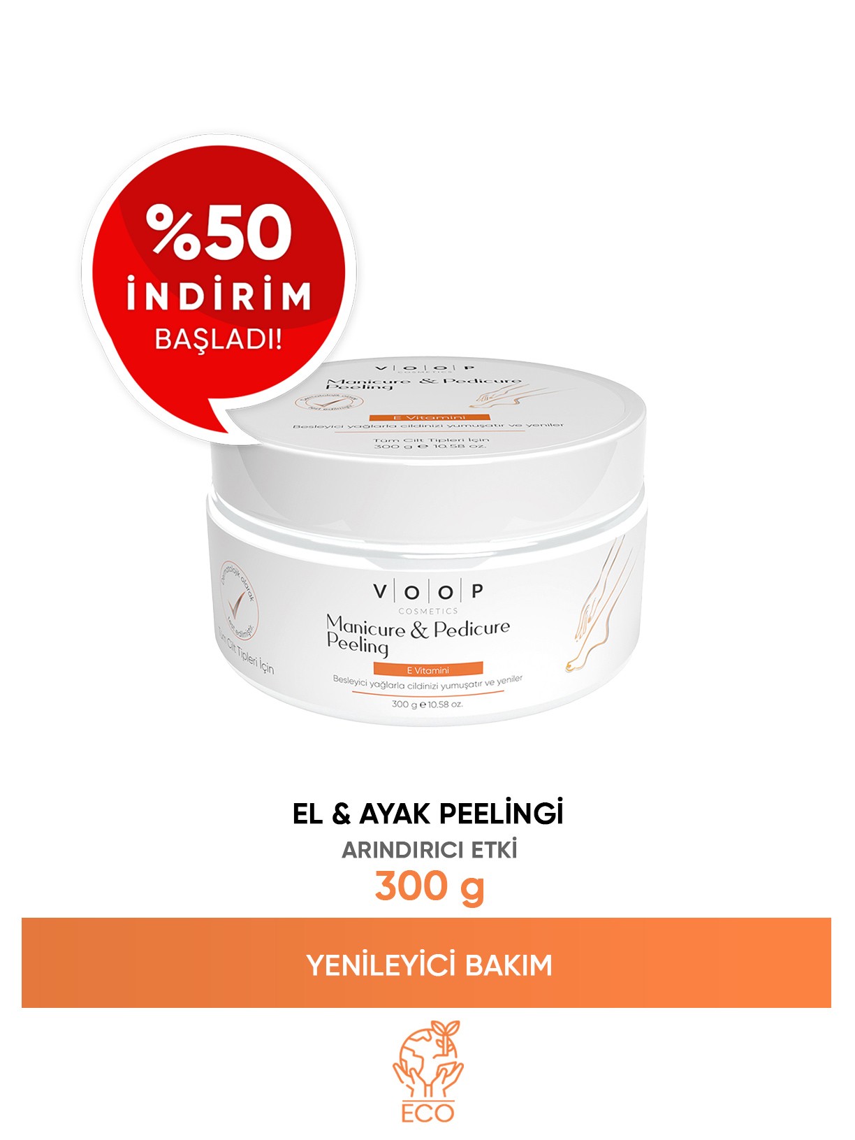 El & Ayak Onarıcı ve Besleyici Bakım Kremi 300 gr | Manikür Pedikür Peeling