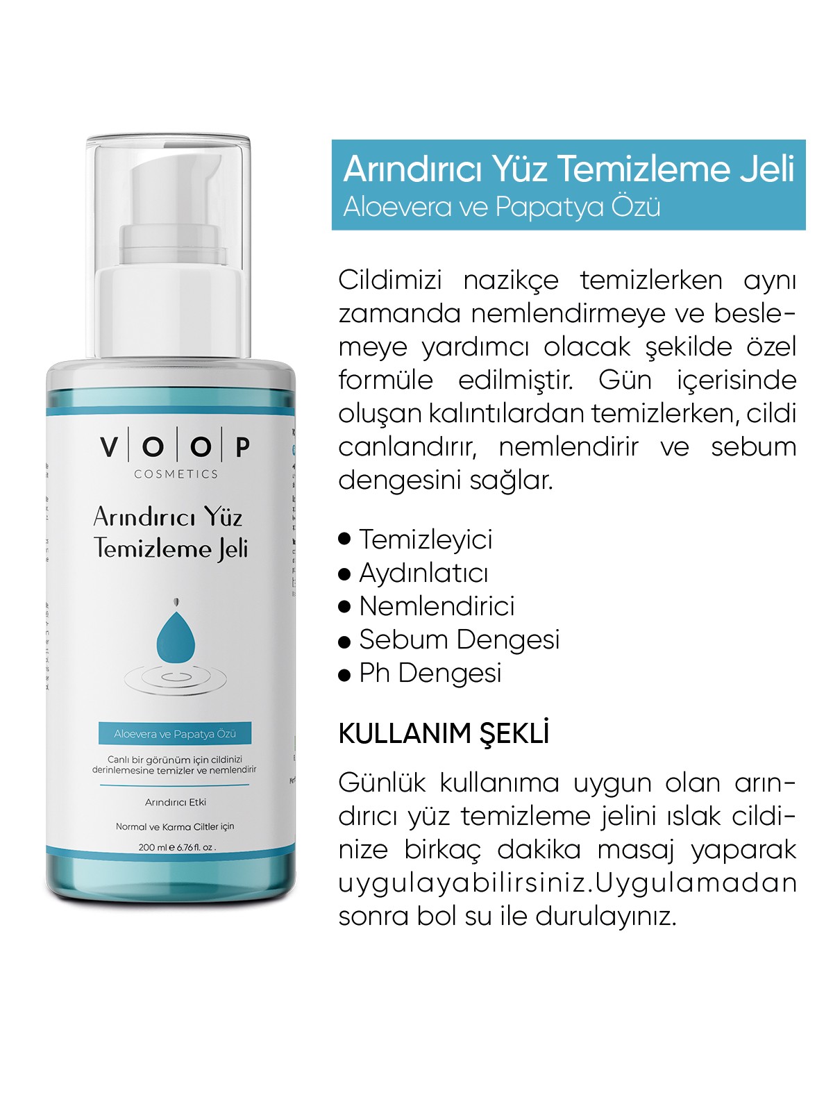 Arındırıcı Yüz Temizleme Jeli | Aloevera & Papatya Özlü Temizler ve Nemlendirir - 200 ml