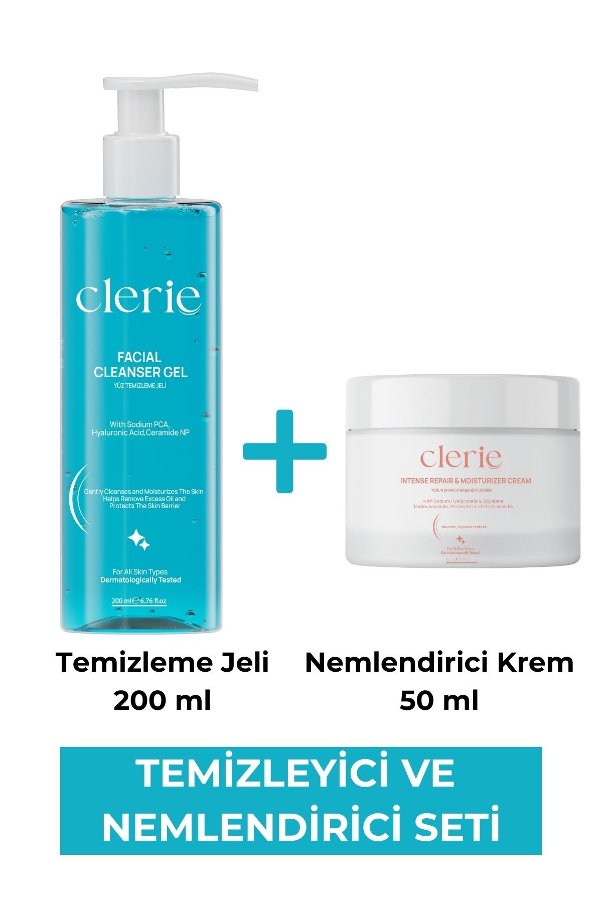 Clerie  Aşırı Yağlanma Karşıtı Yüz Temizleme Jeli & Bariyer Güçlendirici Onarıcı Yoğun Nemlendirici Krem