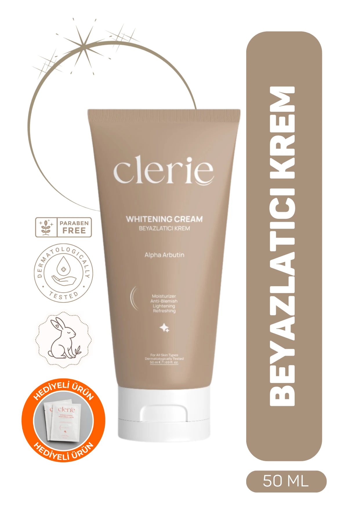 Clerie Cilt Beyazlatıcı Krem – Hint Dutu & Alpha Arbutin, Leke Karşıtı ve Aydınlatıcı Nemlendirici