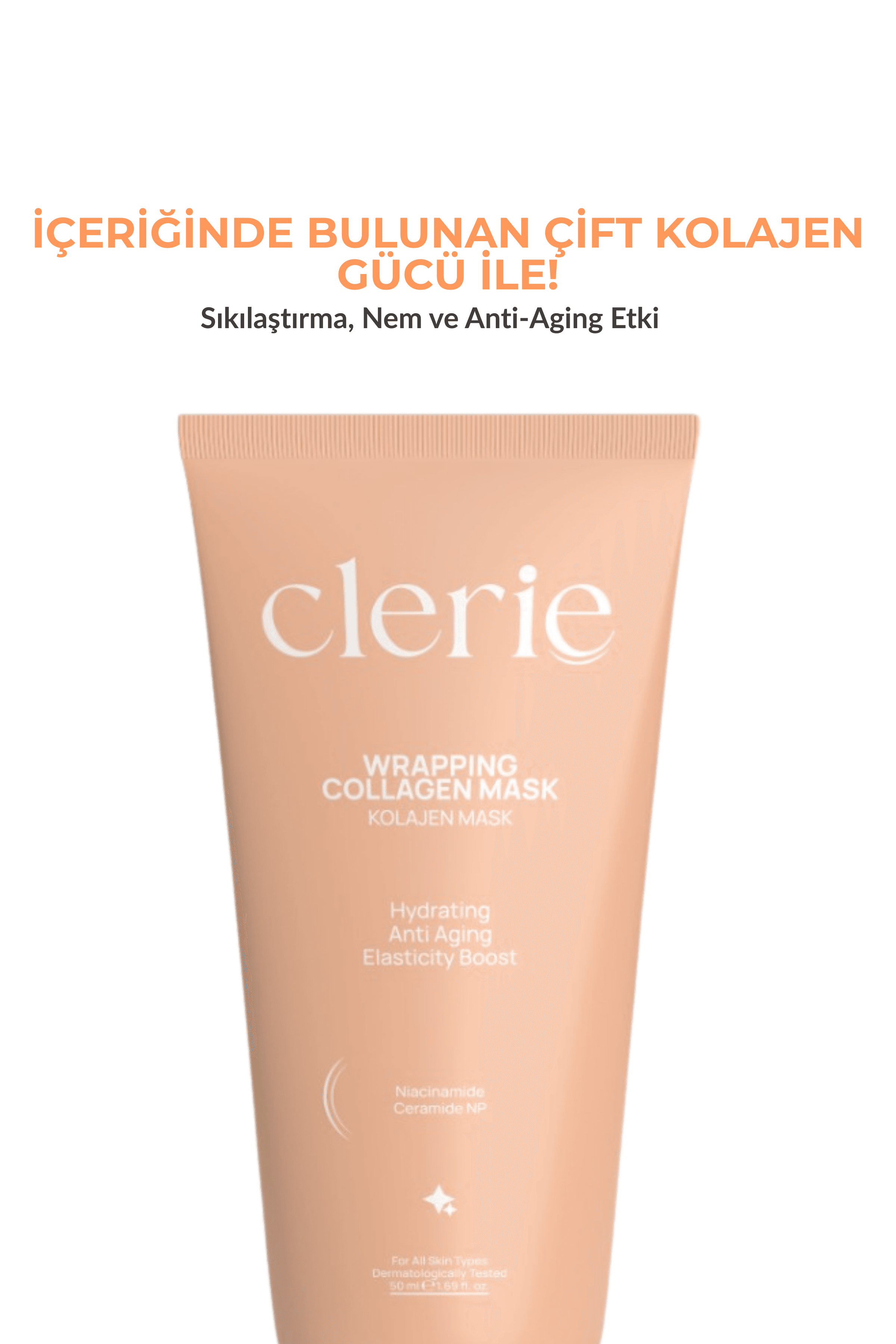 Clerie Soyulabilir Kolajen Yüz Maskesi – Cam Cilt, Nemlendirici Gözenek Sıkılaştırıcı Collagen Maske