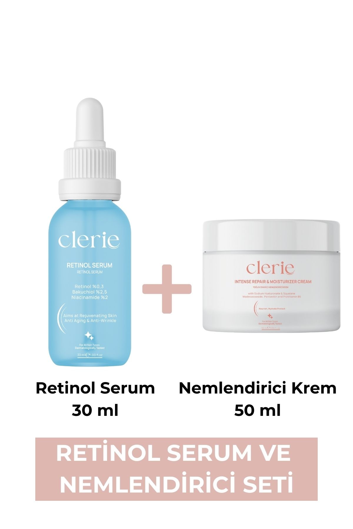 Clerie Gece Bakım Ikilisi Yoğun Nemlendirici Krem Retinol Serum