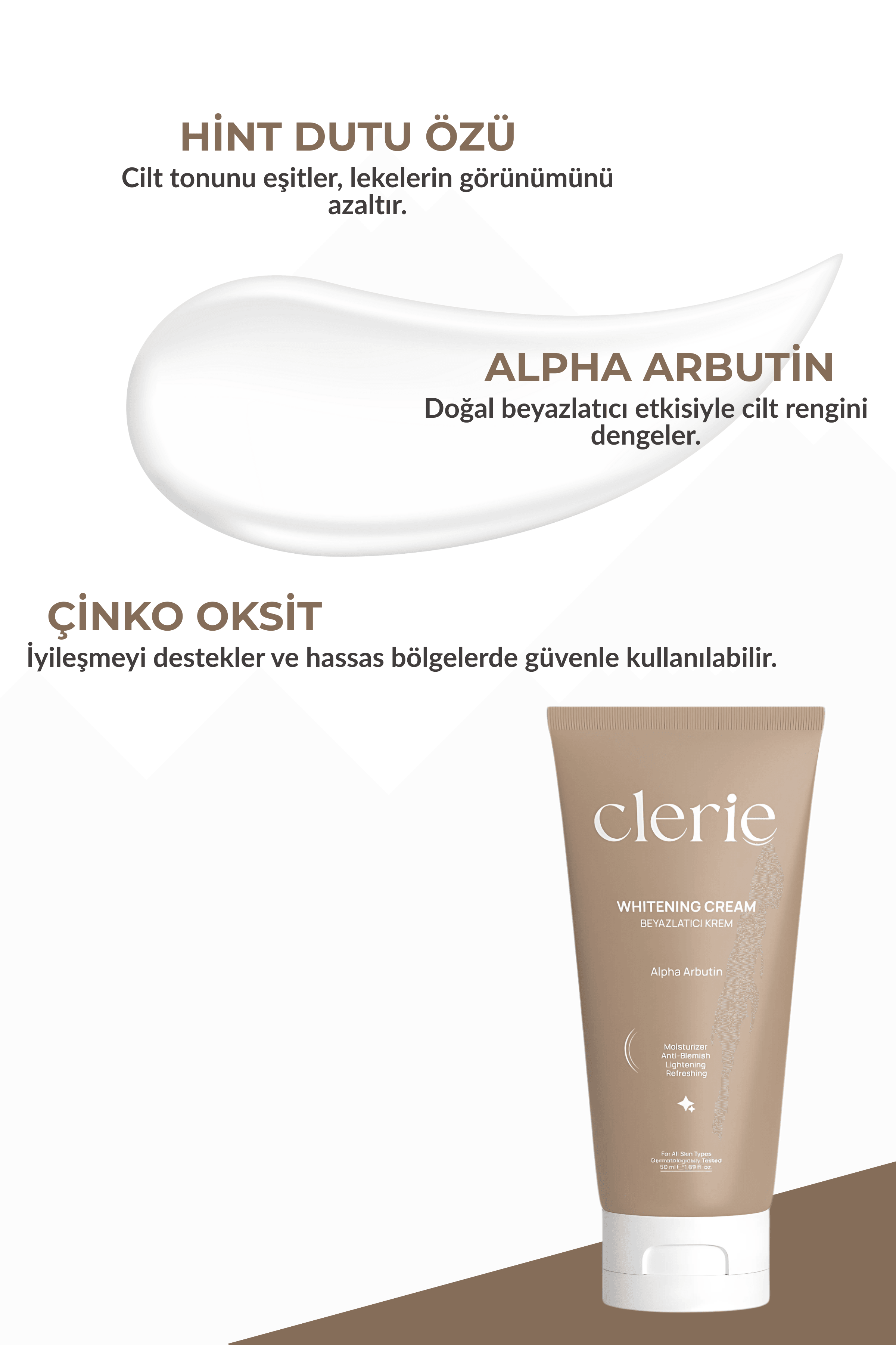 Clerie Cilt Beyazlatıcı Krem – Hint Dutu & Alpha Arbutin, Leke Karşıtı ve Aydınlatıcı Nemlendirici
