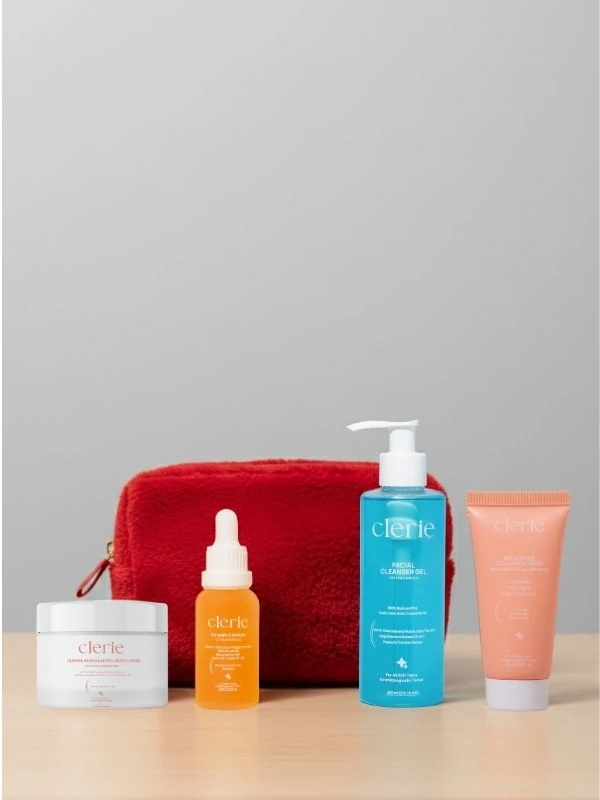 C Vitamini Serum, Cica Krem, Kolajen Maske ve Yüz Temizleme Jeli Set + Yılbaşı Makyaj Çantası Hediye!