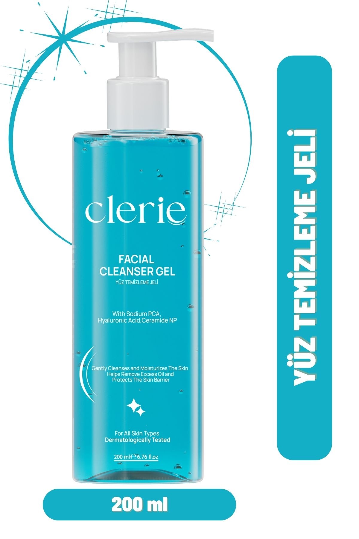 Clerie Yağ & Sebum Dengeleyici Yüz Yıkama Jeli 200 ml – Hyaluronik Asitli Gözenek Temizleyici Etkili