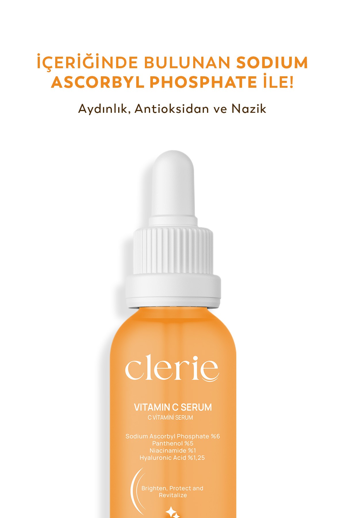 Clerie Yoğun Vitamin C Serum, Leke Karşıtı Cilt Tonu Eşitleyici + Niacinamide, Antioksidan, Hyaluronik Asit