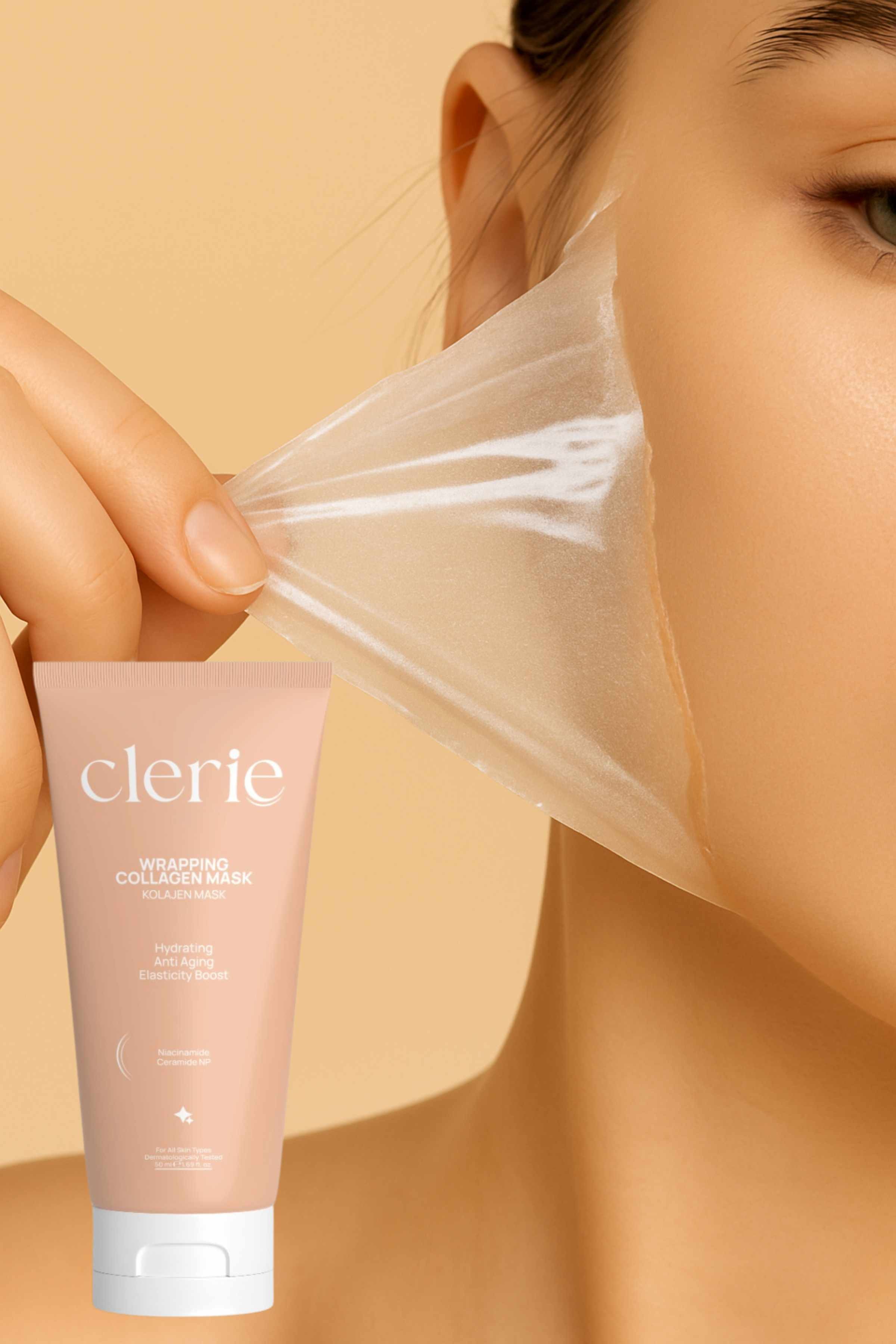 Clerie Soyulabilir Kolajen Yüz Maskesi – Cam Cilt, Nemlendirici Gözenek Sıkılaştırıcı Collagen Maske