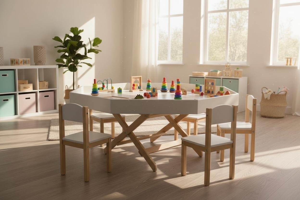 Ahşap Sekizgen Okul Öncesi Etkinlik Masası