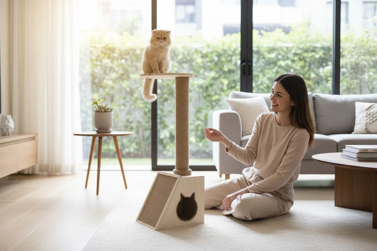 Ahşap Kedi Tırmanma ve Tırmalama Kulesi