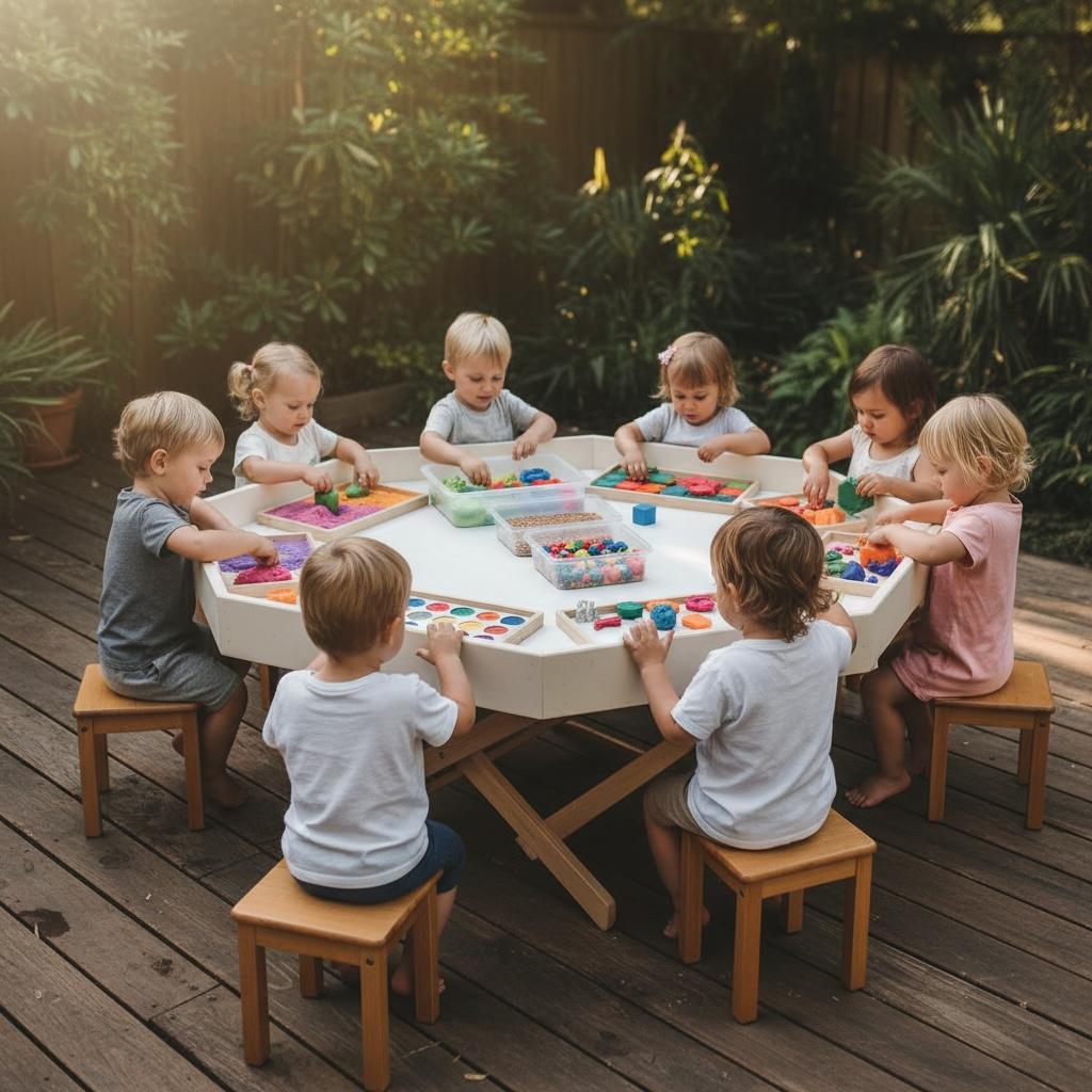 Ahşap Sekizgen Okul Öncesi Etkinlik Masası