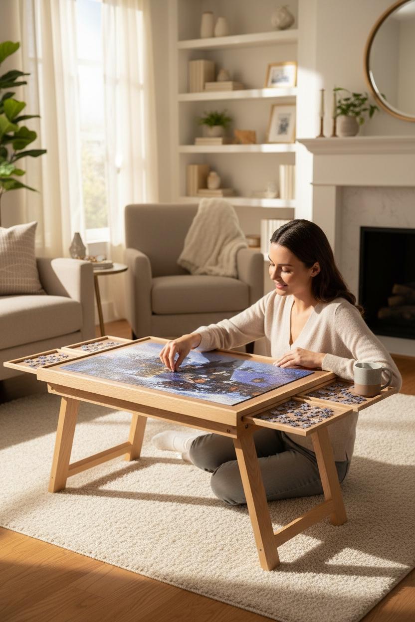 Katlanabilir Ahşap Puzzle Masası 