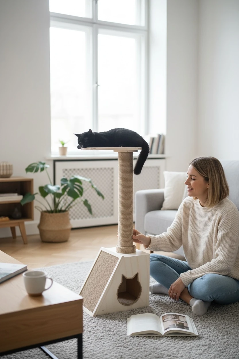 Ahşap Kedi Tırmanma ve Tırmalama Kulesi