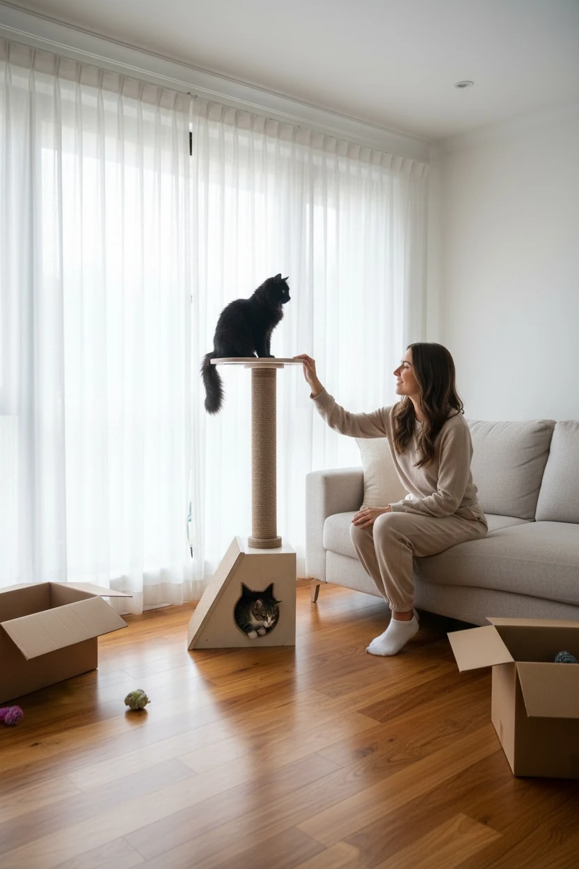 Ahşap Kedi Tırmanma ve Tırmalama Kulesi